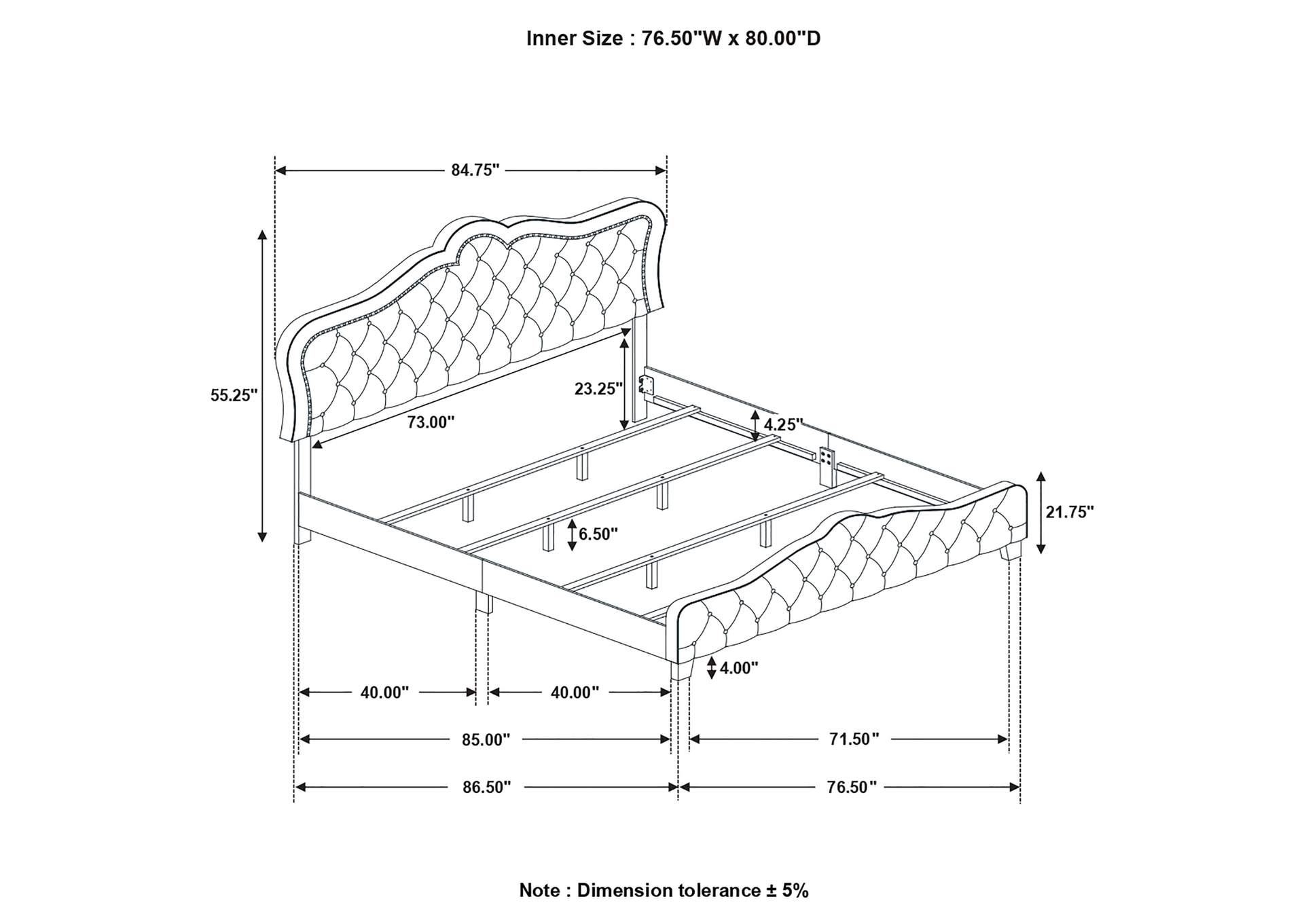 Bella Upholstered Tufted Panel Bed Grey,Coaster Furniture