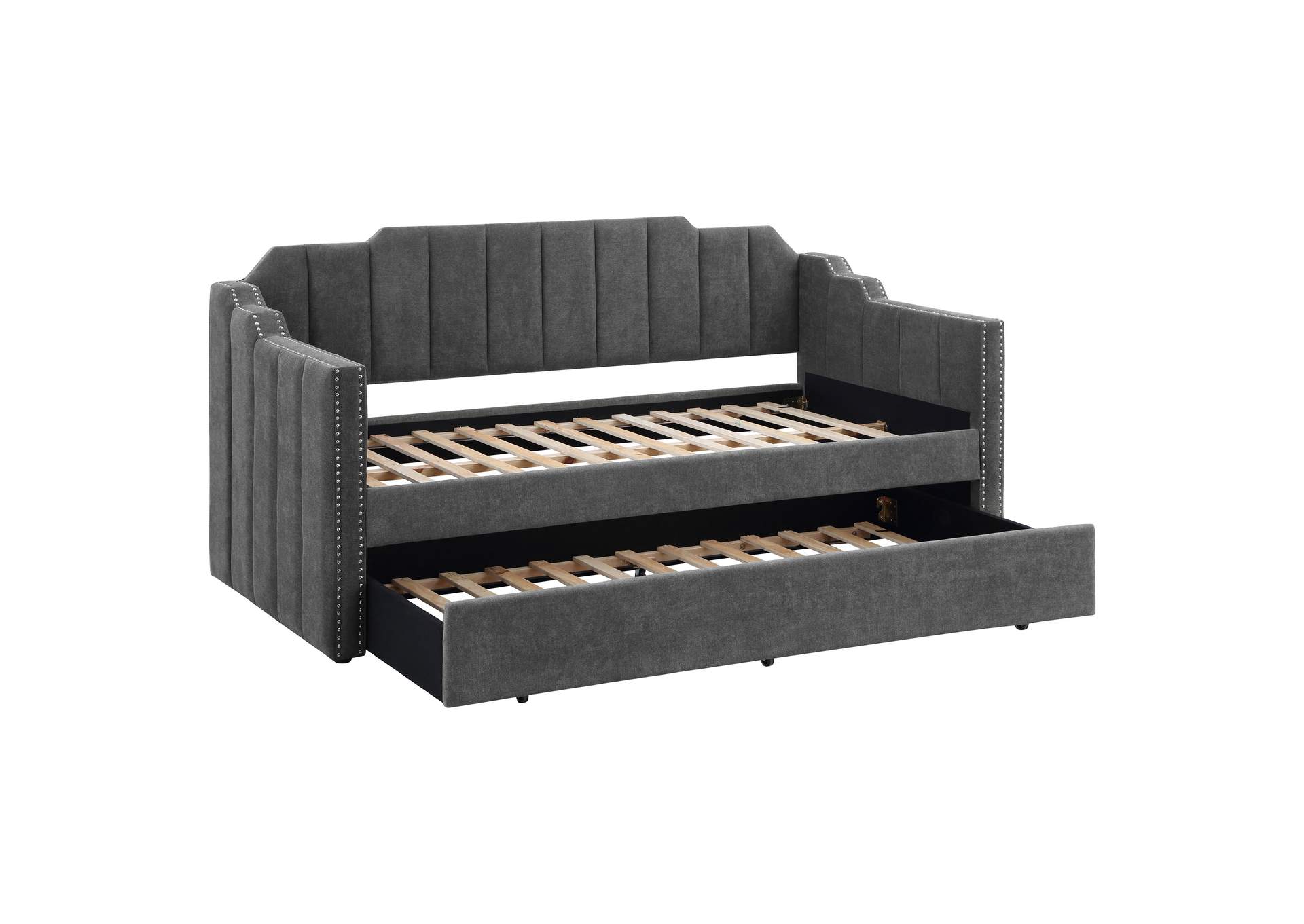 Kingston Upholstered Twin Daybed with Trundle Charcoal,Coaster Furniture