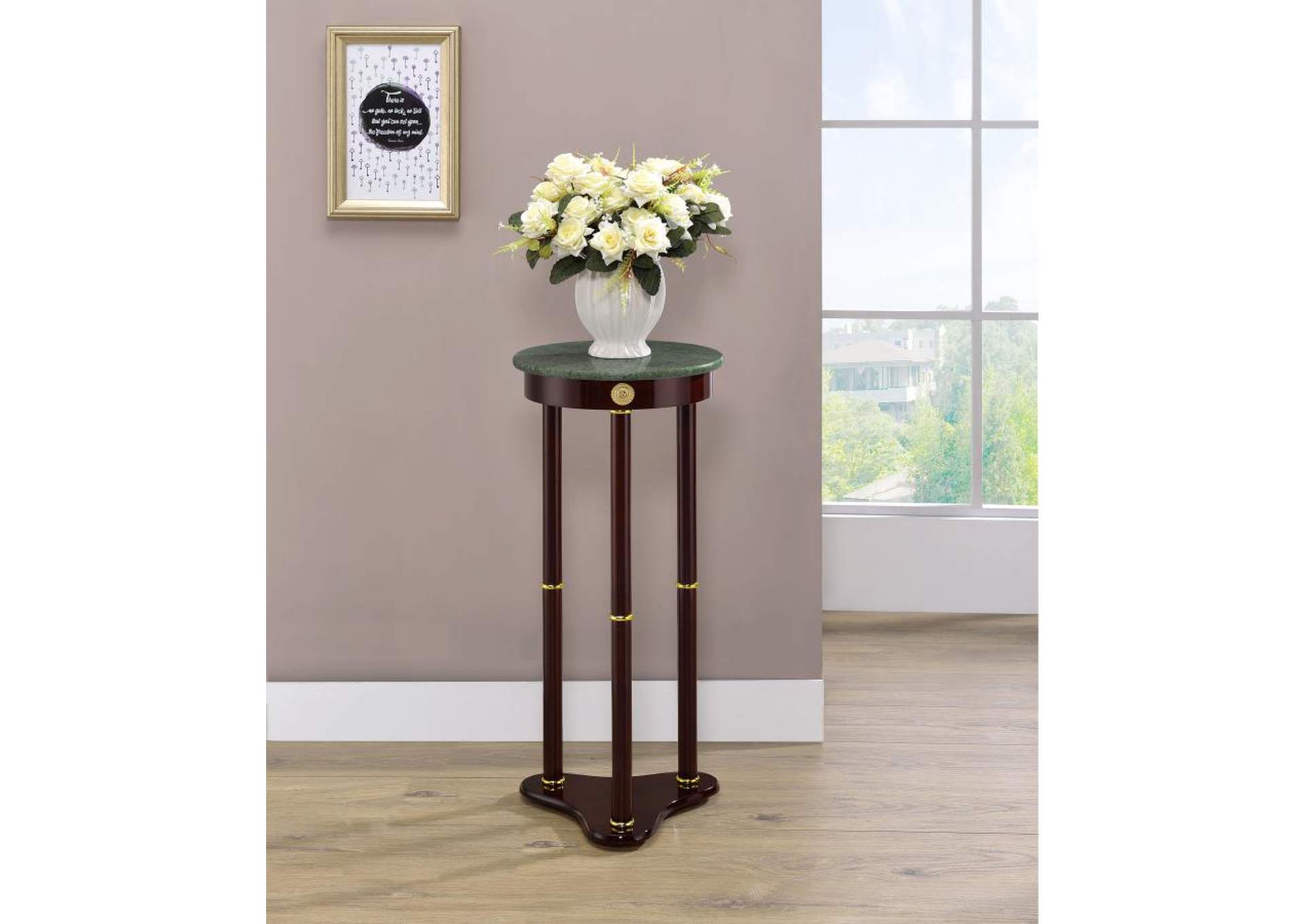 Edie Round Marble Top Accent Table Merlot,Coaster Furniture