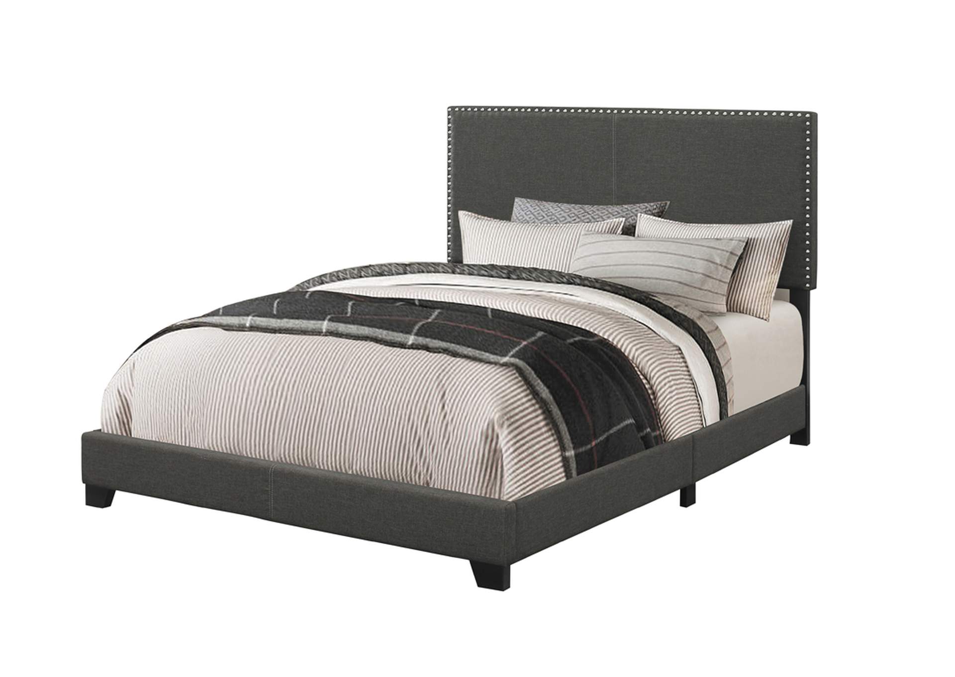 Boyd Full Upholstered Bed with Nailhead Trim Charcoal,Coaster Furniture