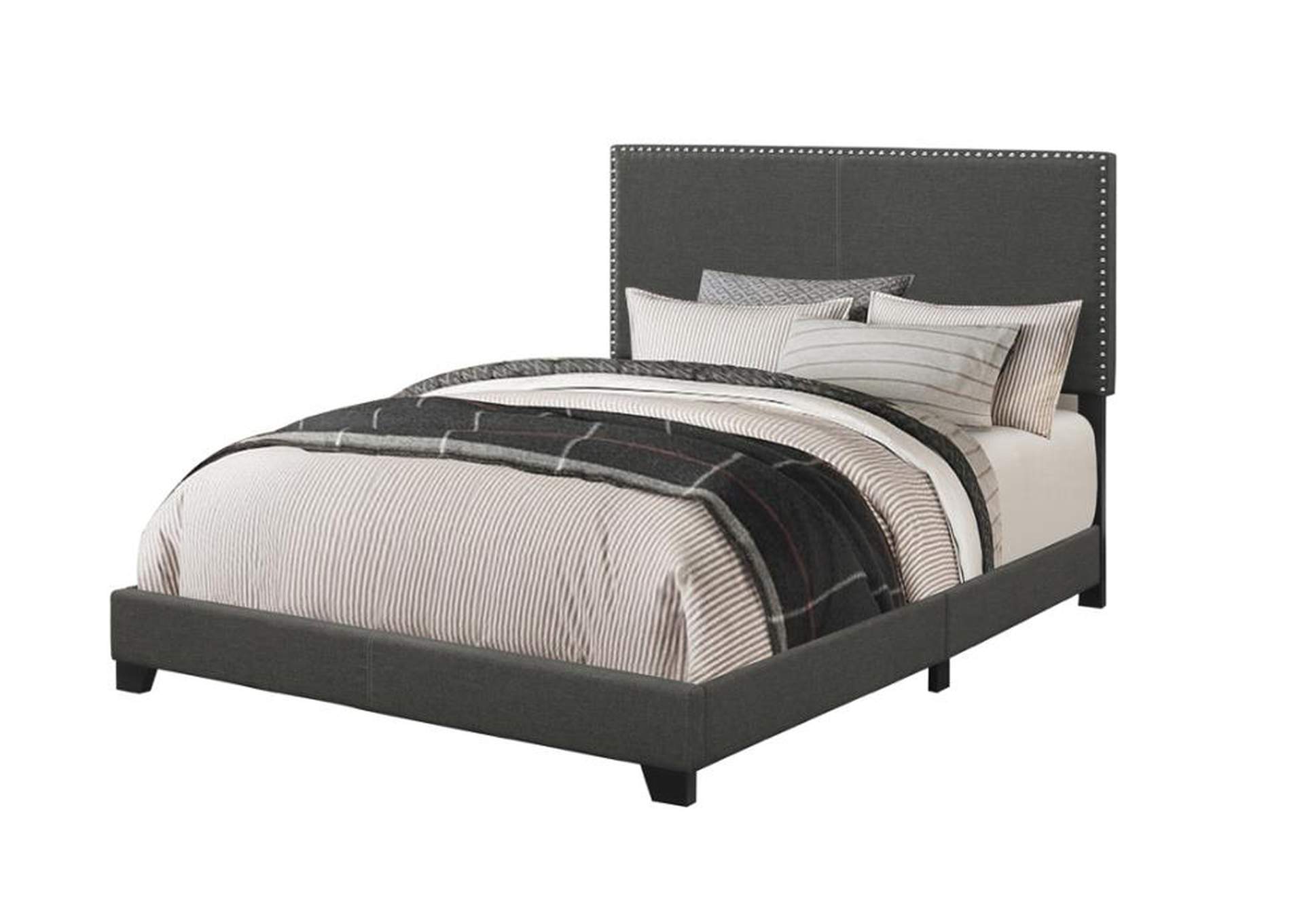 Boyd California King Upholstered Bed with Nailhead Trim Charcoal,Coaster Furniture