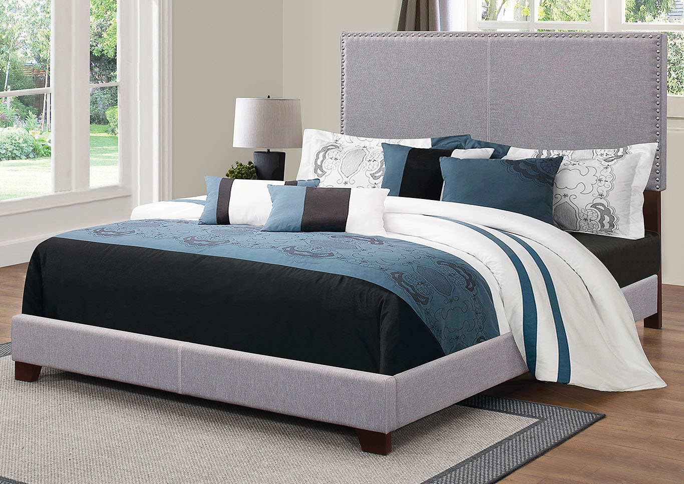 Boyd Upholstered Grey Queen Bed,Coaster Furniture