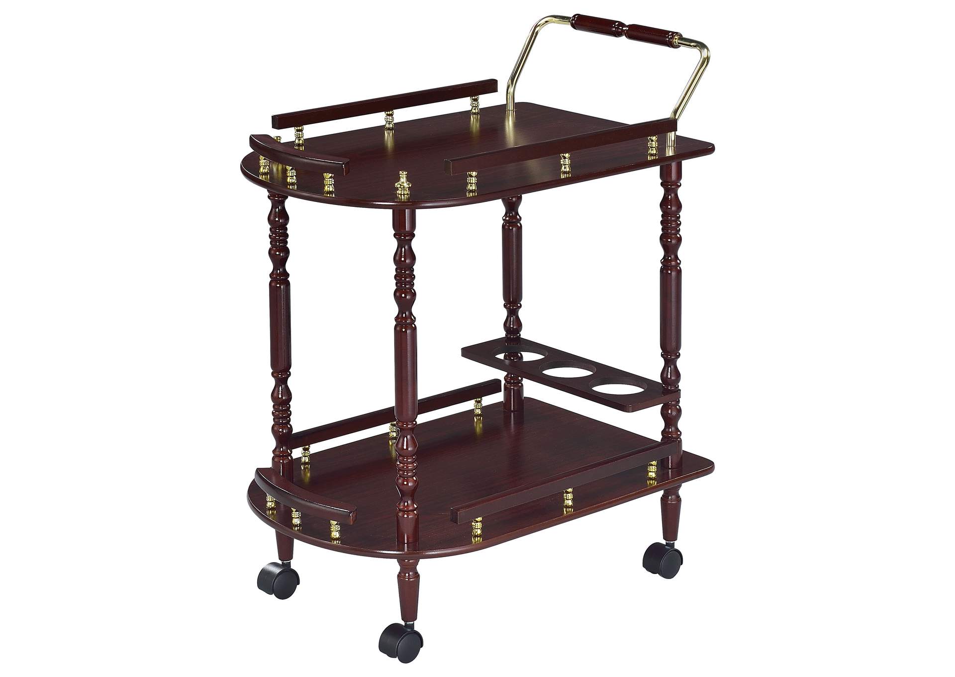 Palmer 2-tier Serving Cart Merlot and Brass,Coaster Furniture