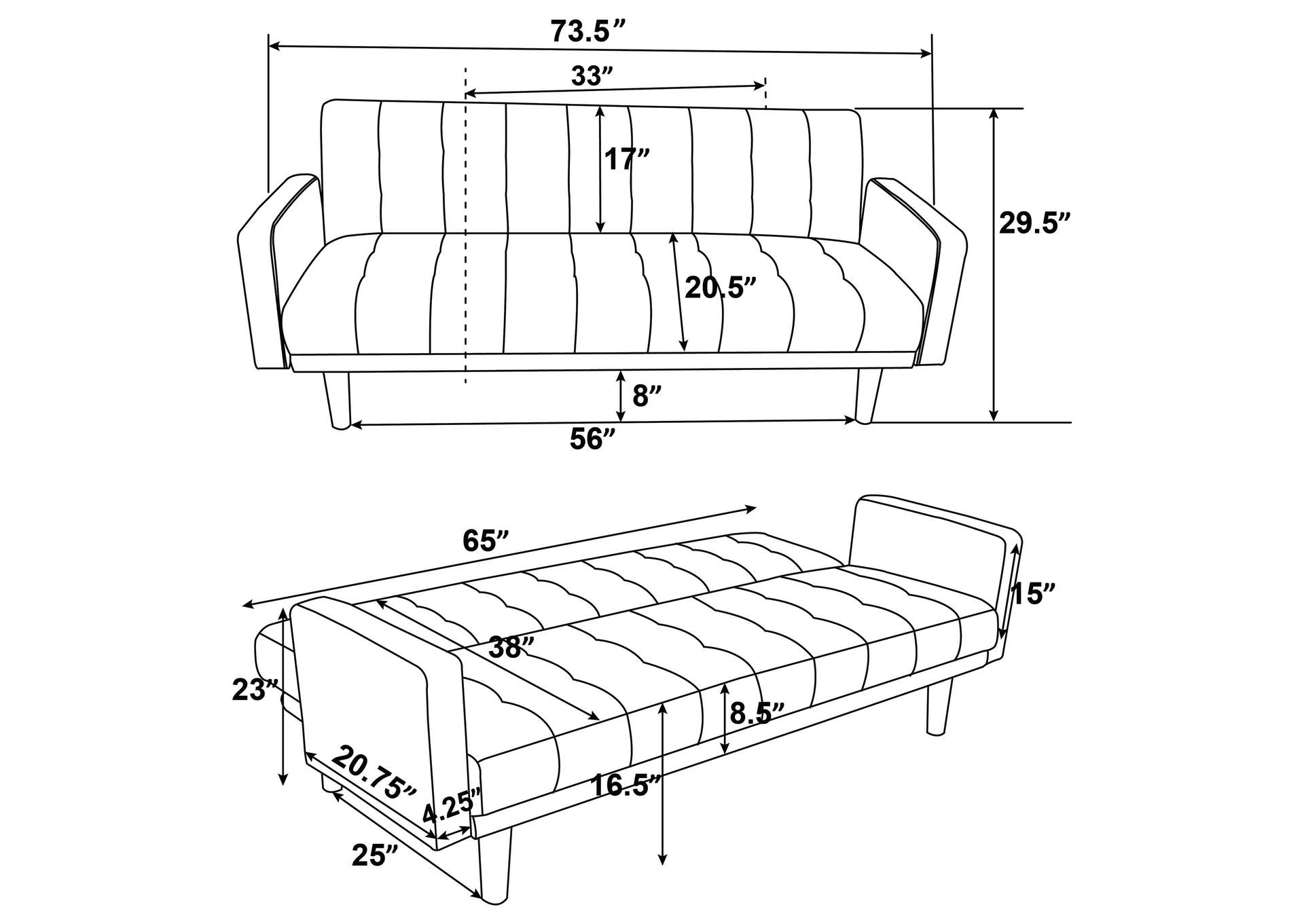 Sommer Tufted Sofa Bed Grey,Coaster Furniture