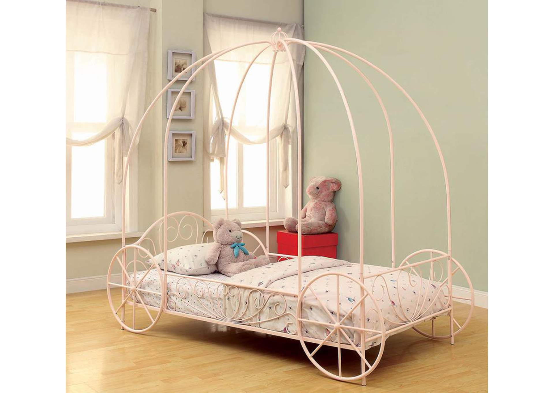 Massi Twin Canopy Bed Powder Pink,Coaster Furniture