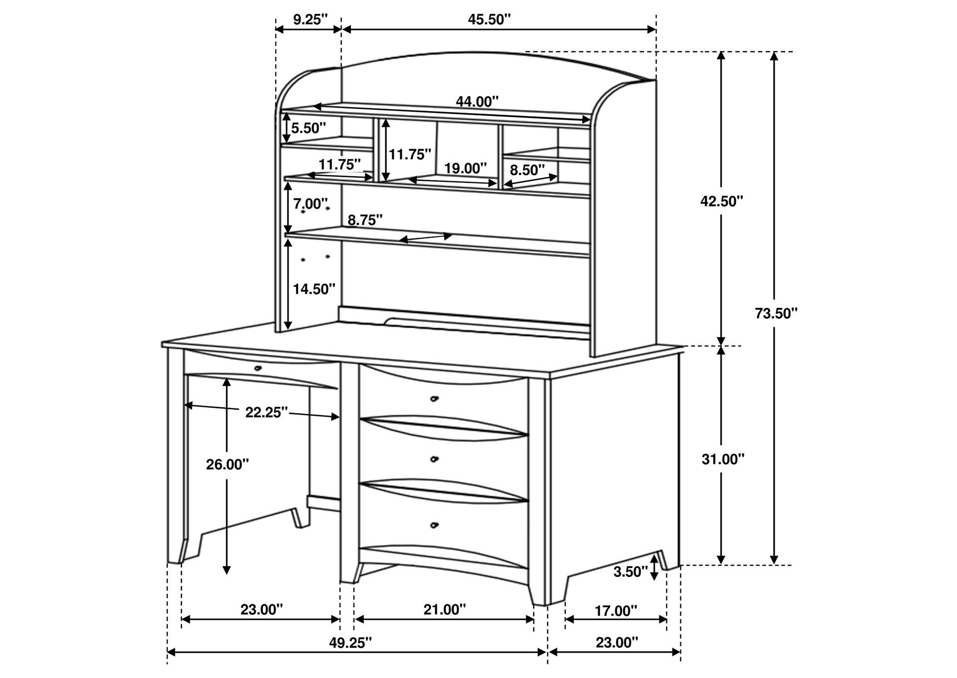 Phoenix 4-drawer Computer Desk with Hutch Cappuccino,Coaster Furniture