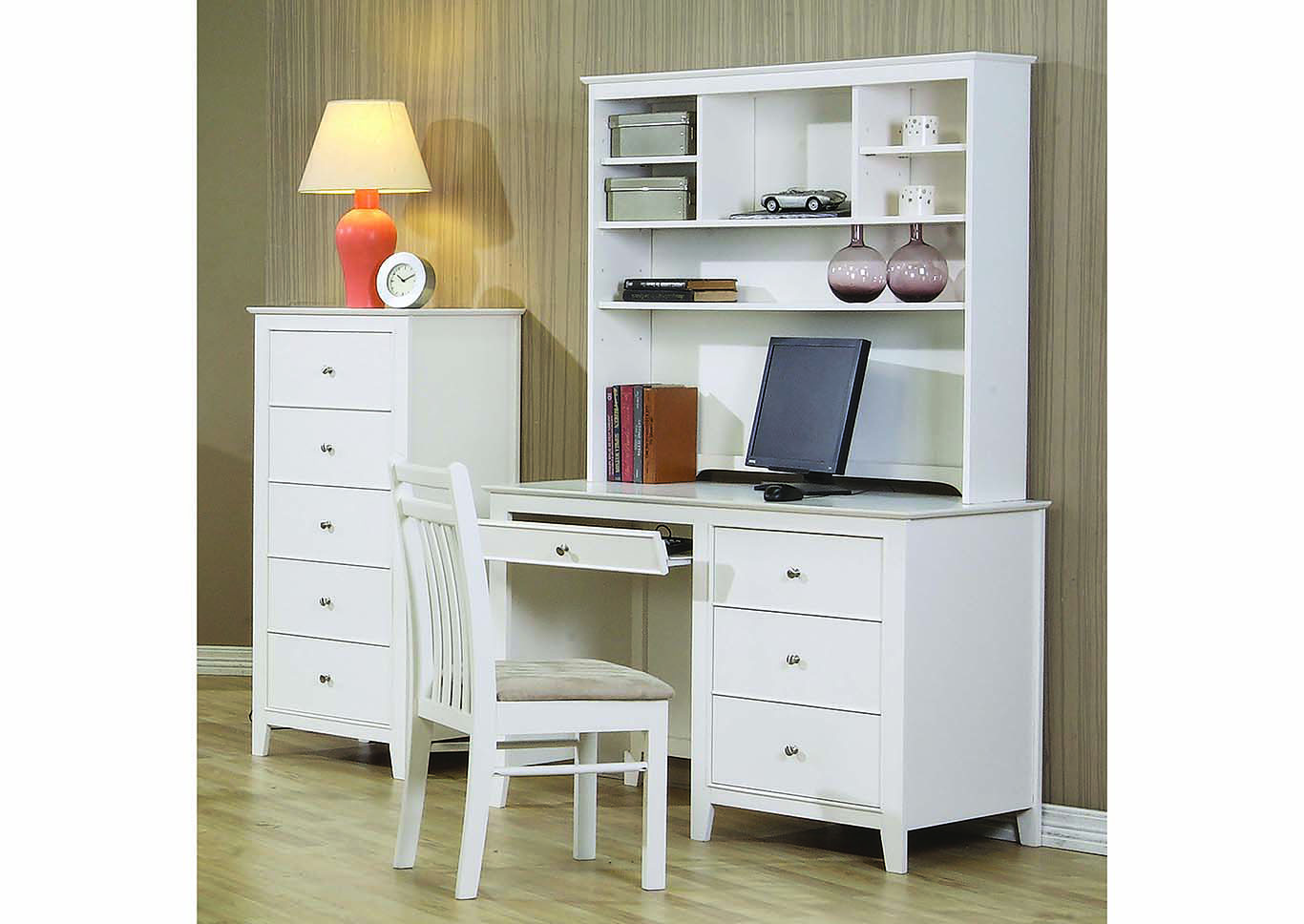 Selena White Desk & Hutch,Coaster Furniture