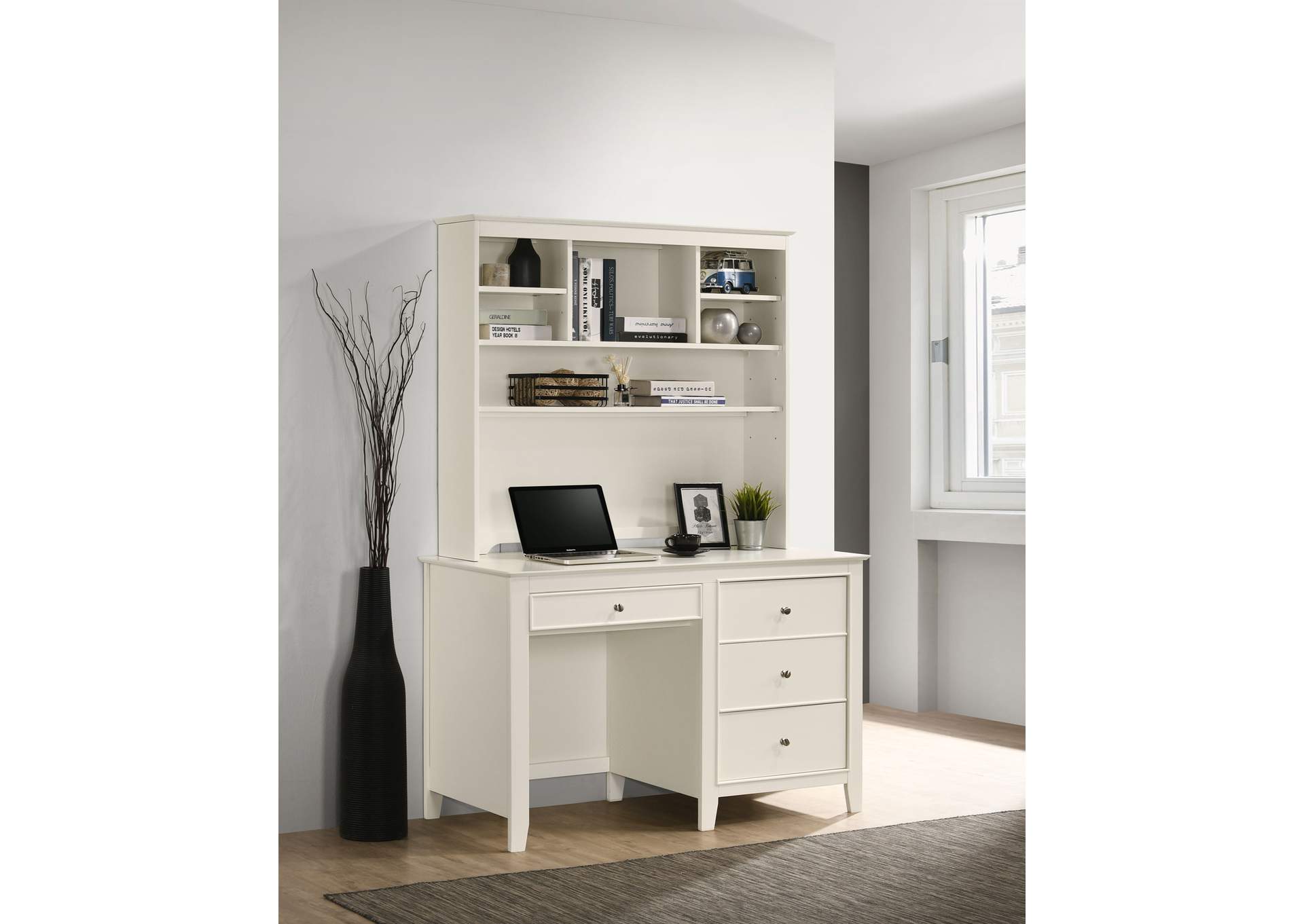 Selena 4-drawer Computer Desk with Hutch Buttermilk,Coaster Furniture