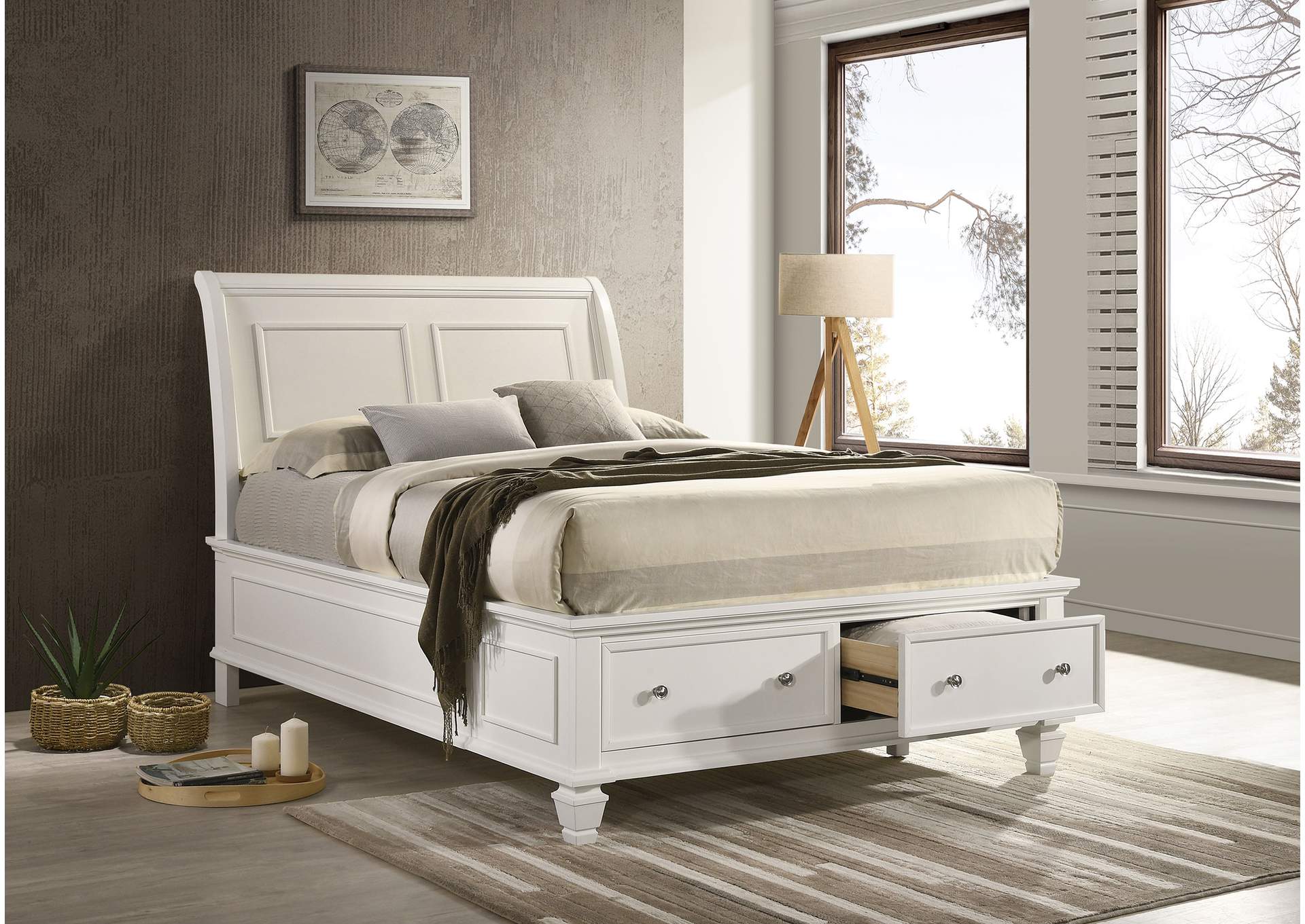 Selena Full Sleigh Bed with Footboard Storage Buttermilk,Coaster Furniture