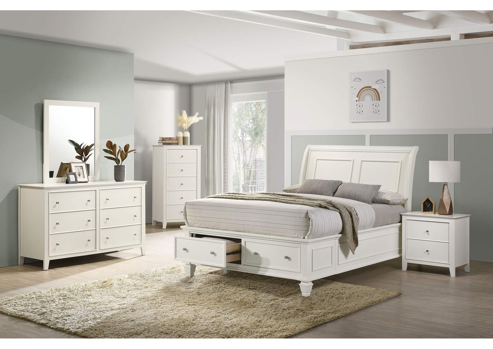 Selena Full Sleigh Bed with Footboard Storage Buttermilk,Coaster Furniture