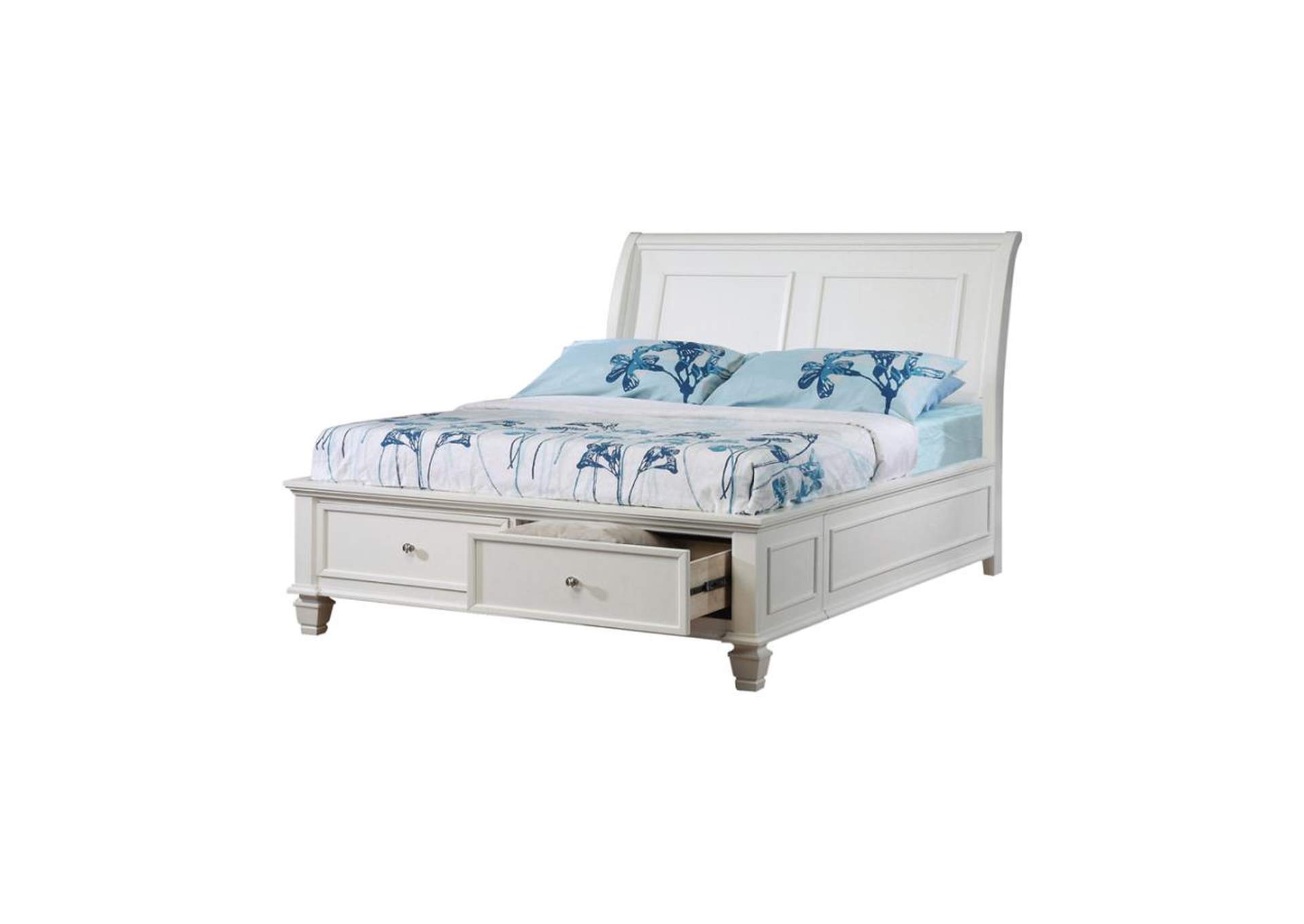 Selena Twin Sleigh Bed With Footboard Storage Buttermilk,Coaster Furniture