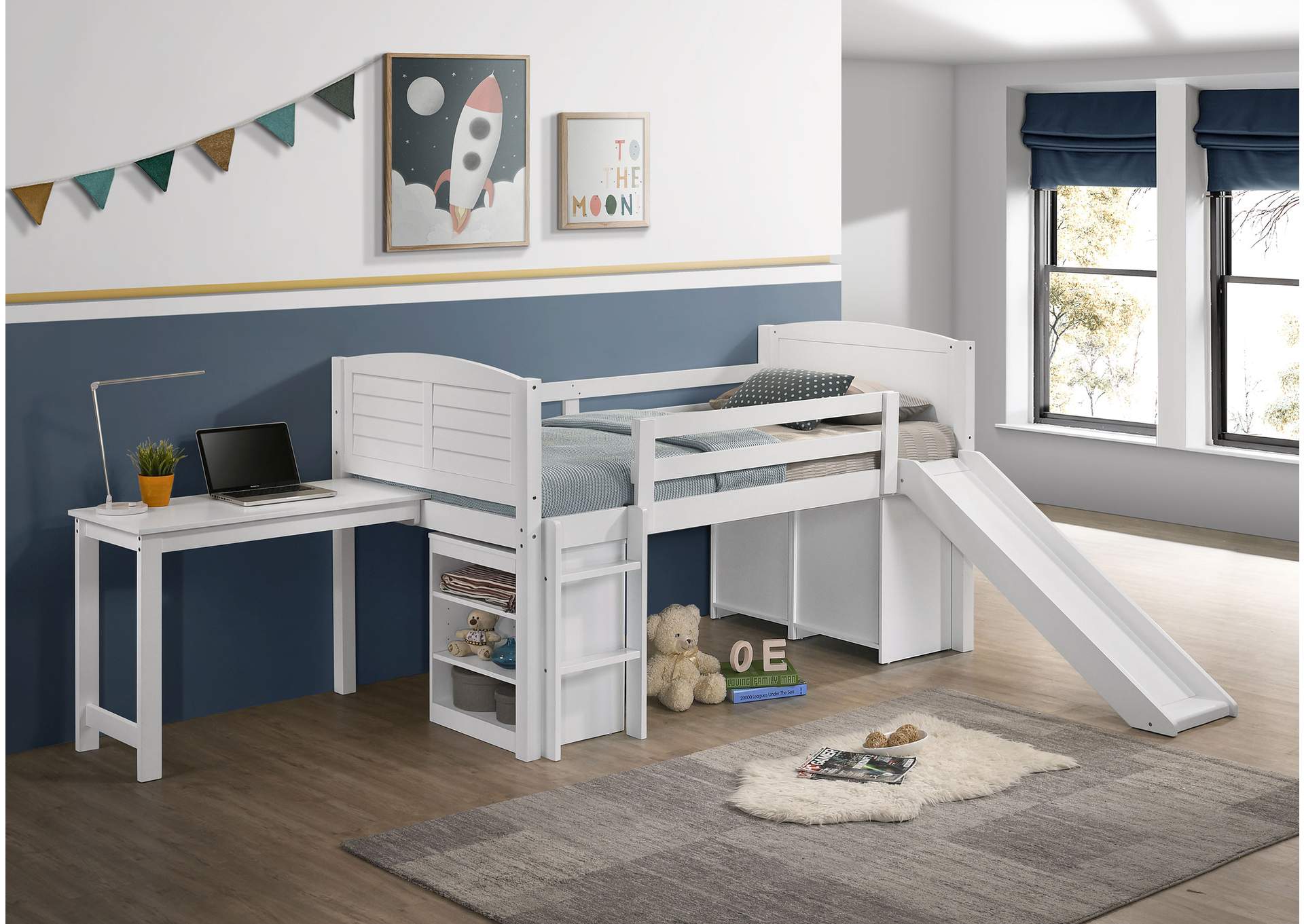 Millie Twin Workstation Loft Bed White,Coaster Furniture