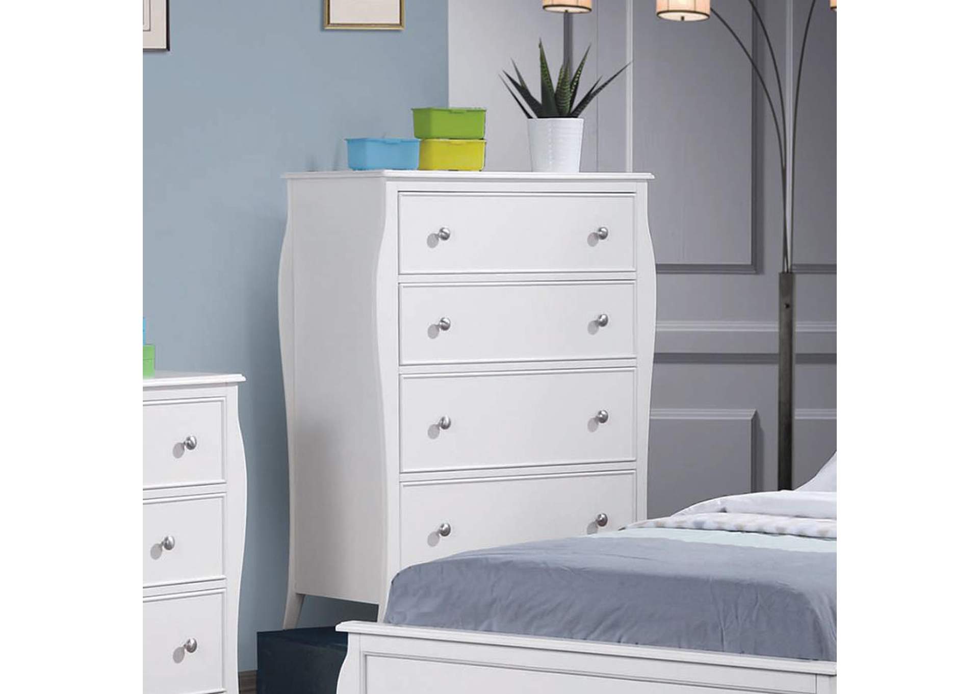 Dominique 4 - drawer Chest White,Coaster Furniture