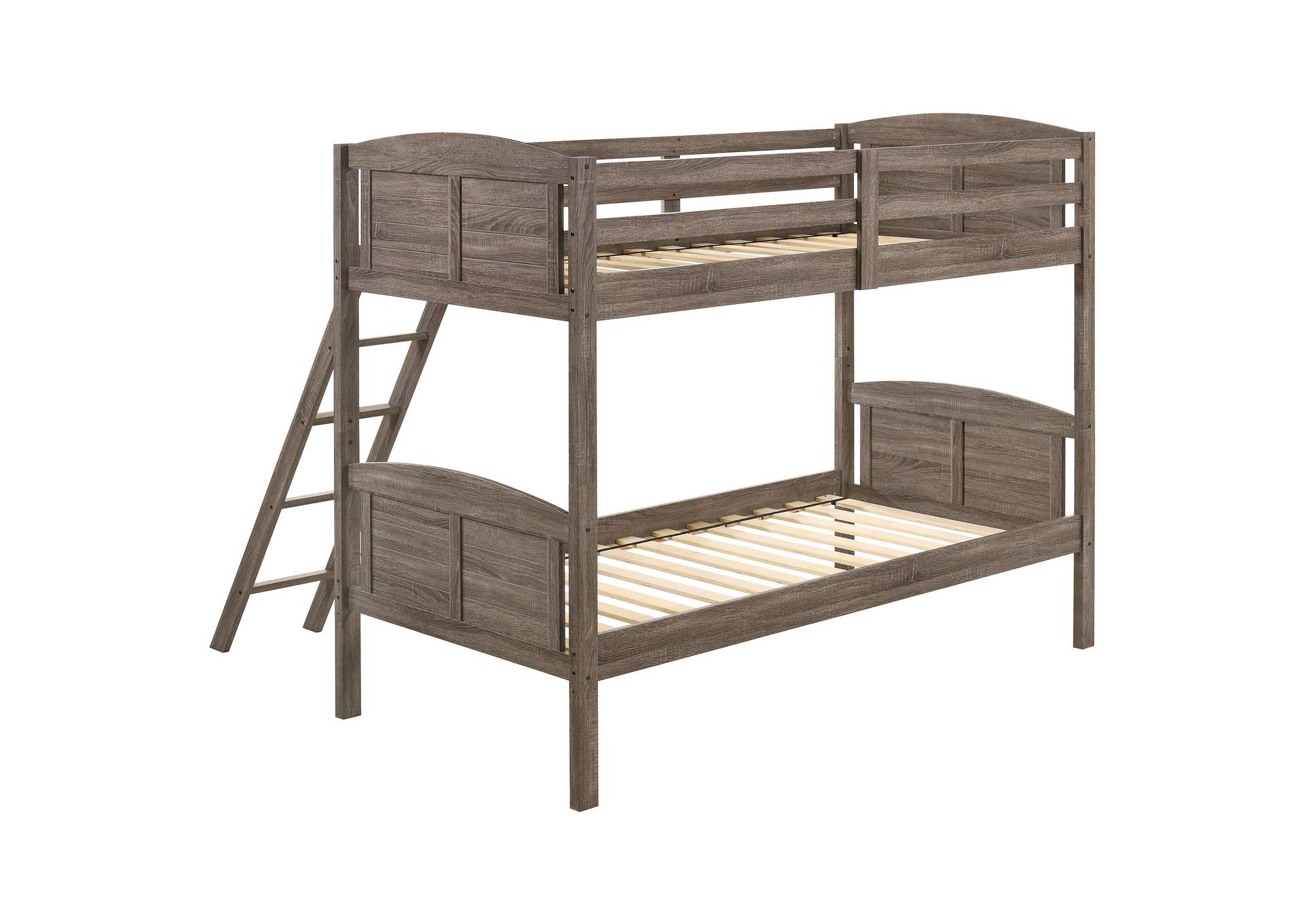 Flynn Twin over Twin Bunk Bed Weathered Brown,Coaster Furniture
