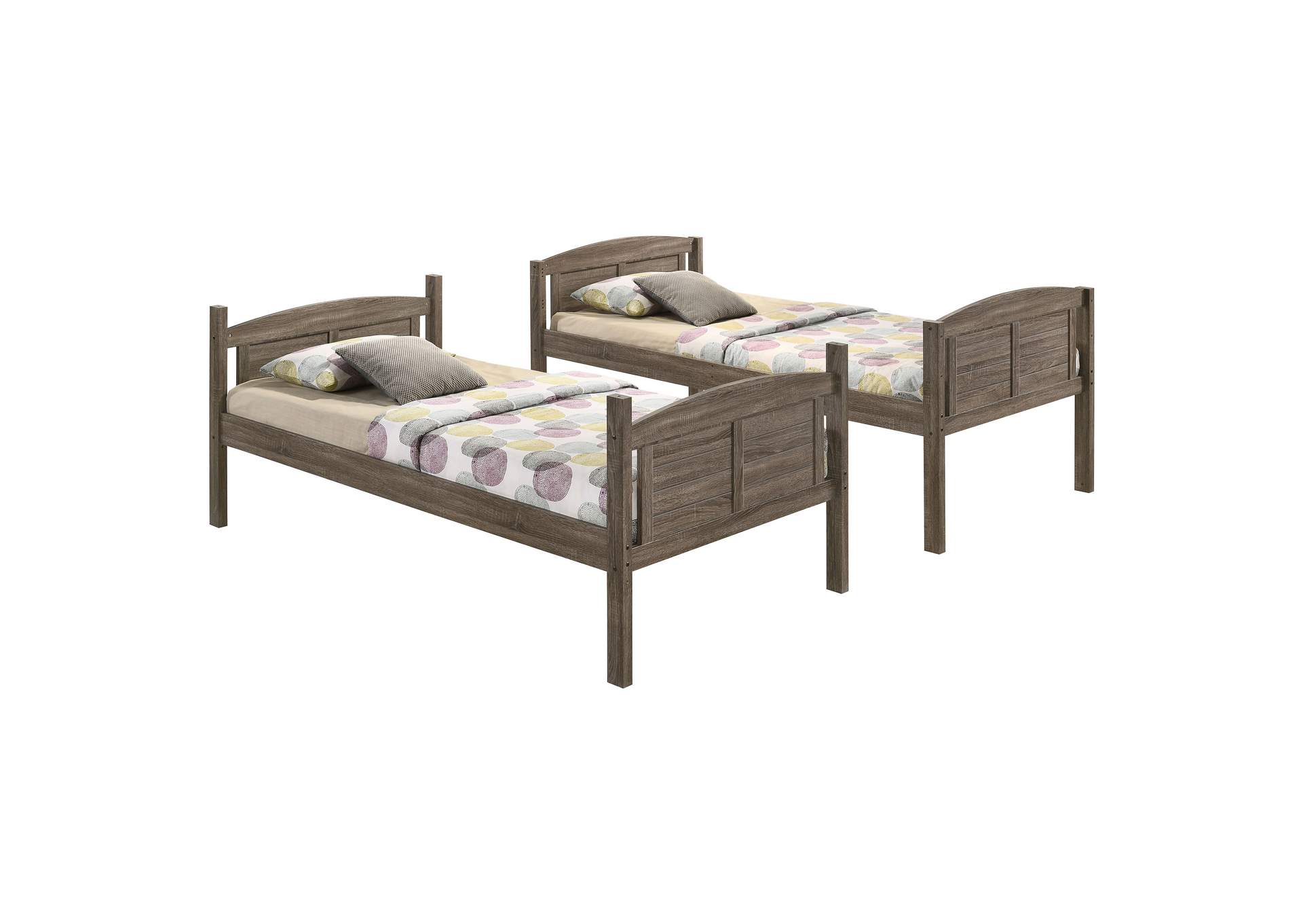 Flynn Twin over Full Bunk Bed Weathered Brown,Coaster Furniture