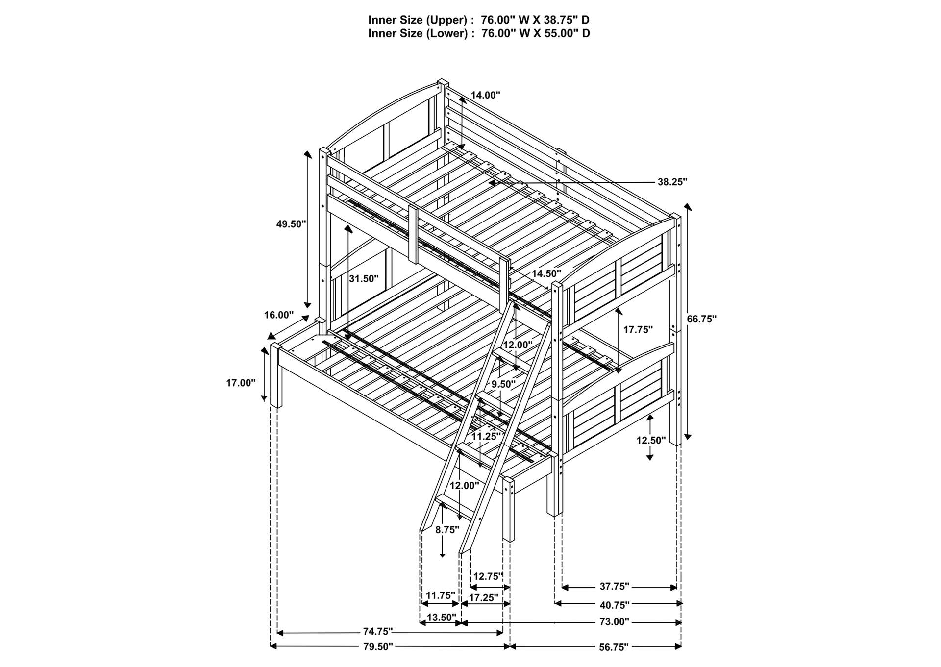 Flynn Twin over Full Bunk Bed Weathered Brown,Coaster Furniture