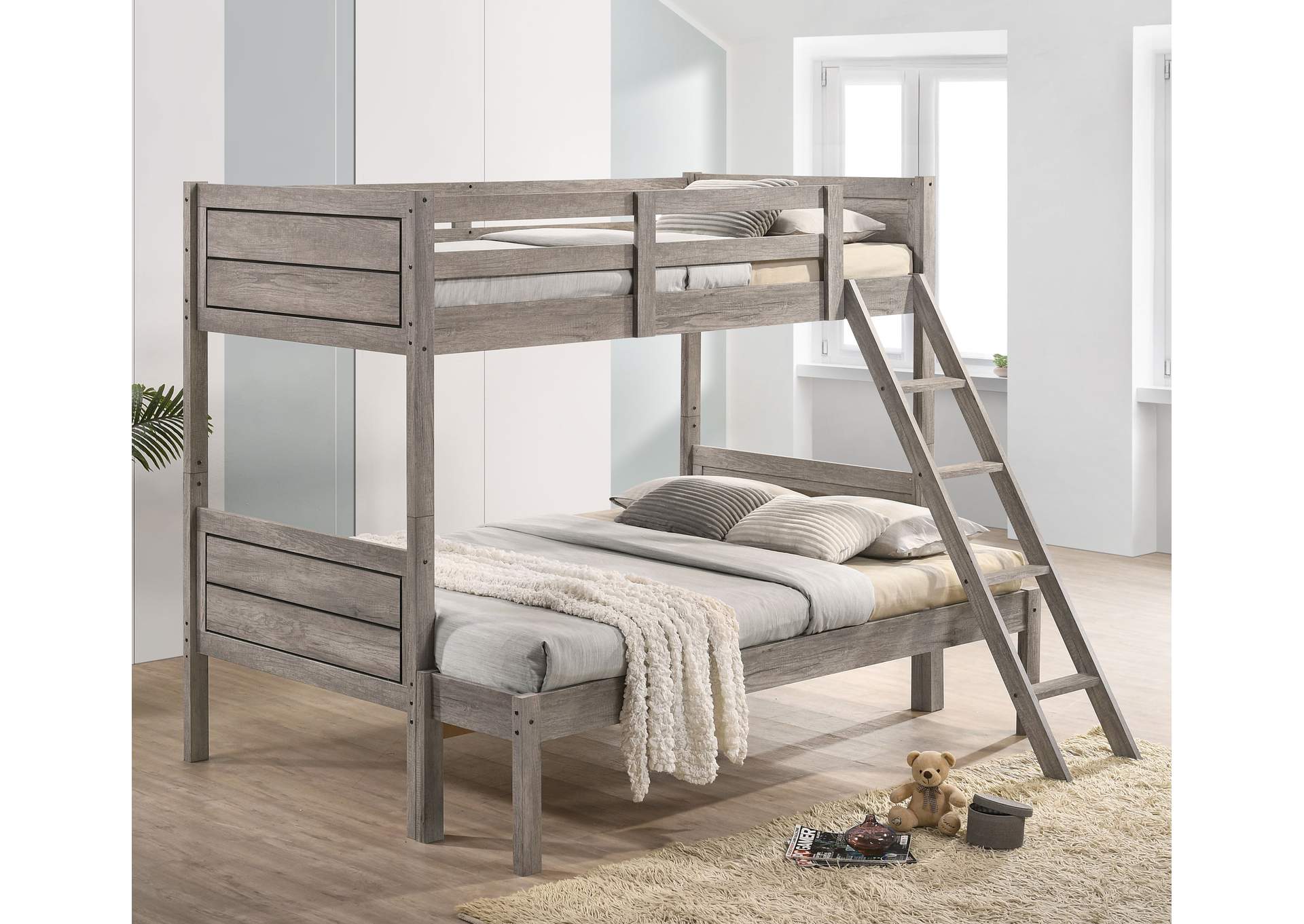 Ryder Twin over Full Bunk Bed Weathered Taupe,Coaster Furniture