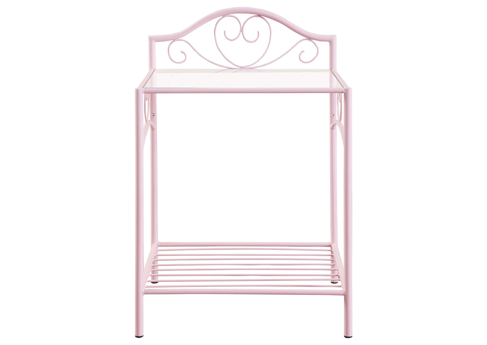 Massi 1-shelf Nightstand with Glass Top Powder Pink,Coaster Furniture