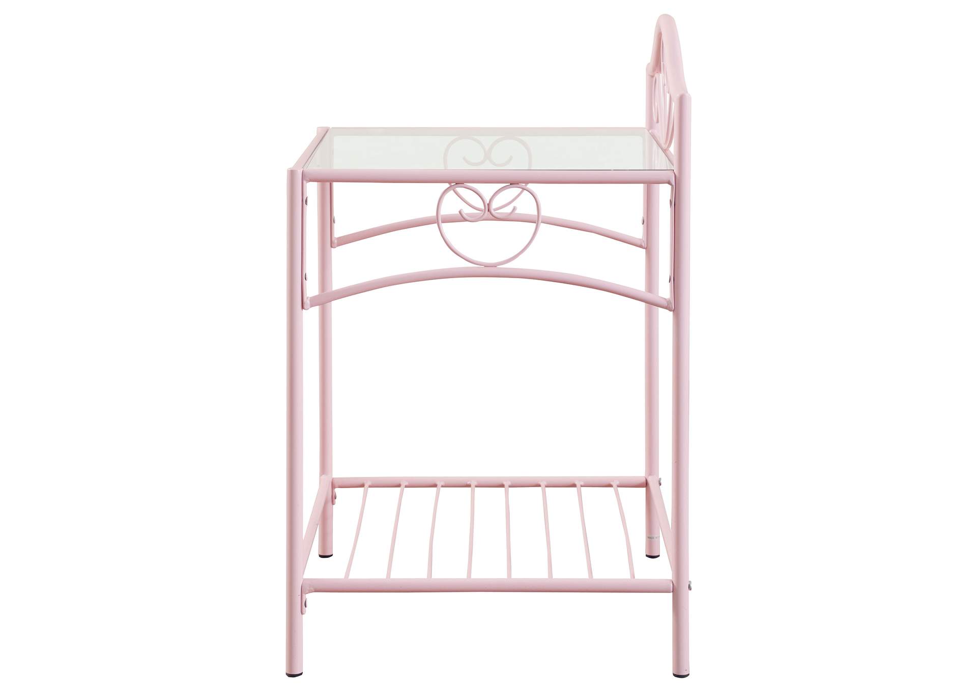Massi 1-shelf Nightstand with Glass Top Powder Pink,Coaster Furniture