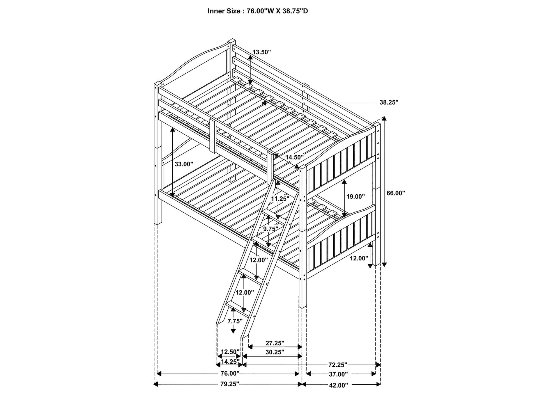 Arlo Twin/Twin Bunk Bed with Ladder Grey,Coaster Furniture