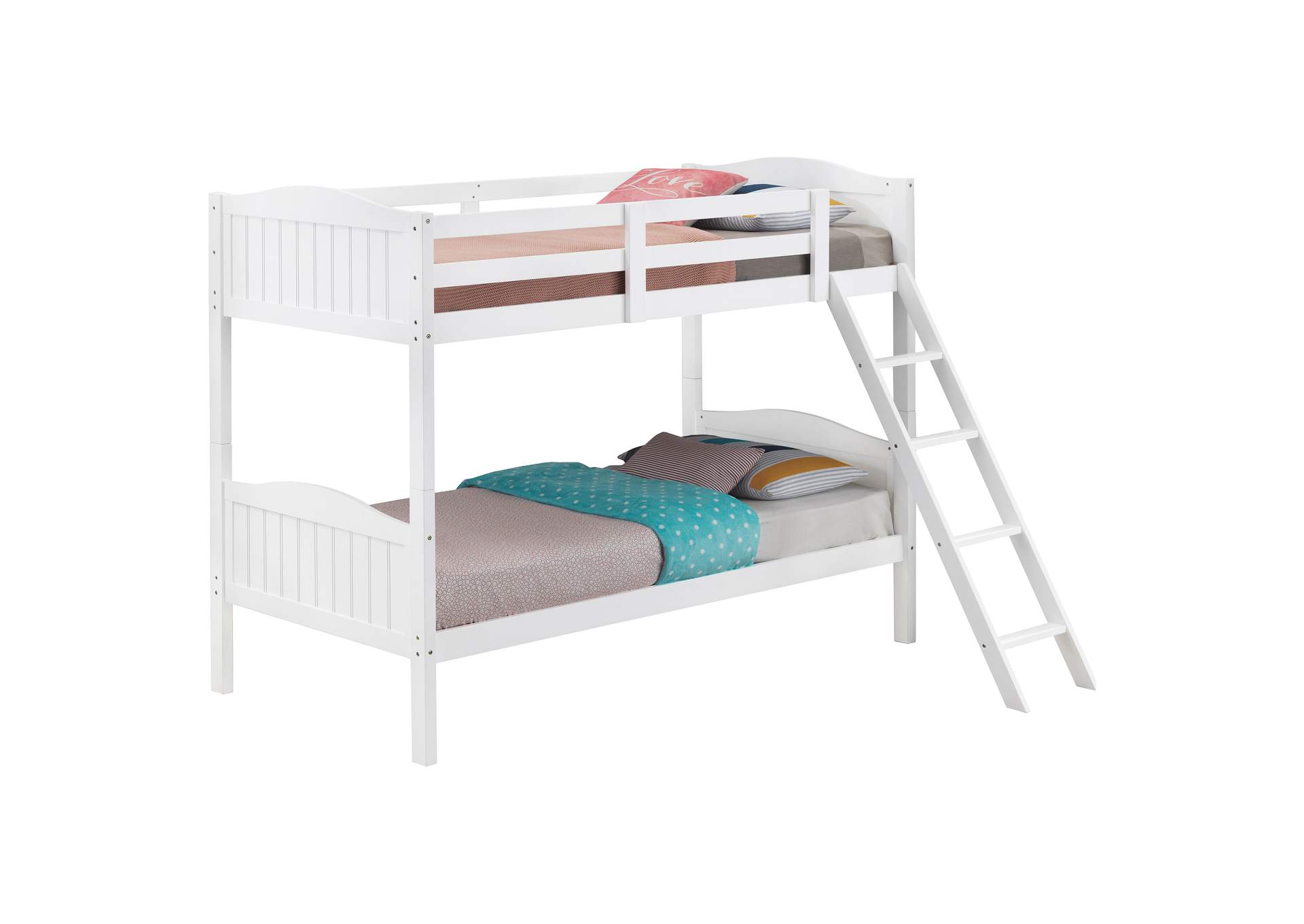 Arlo Twin/Twin Bunk Bed with Ladder White,Coaster Furniture