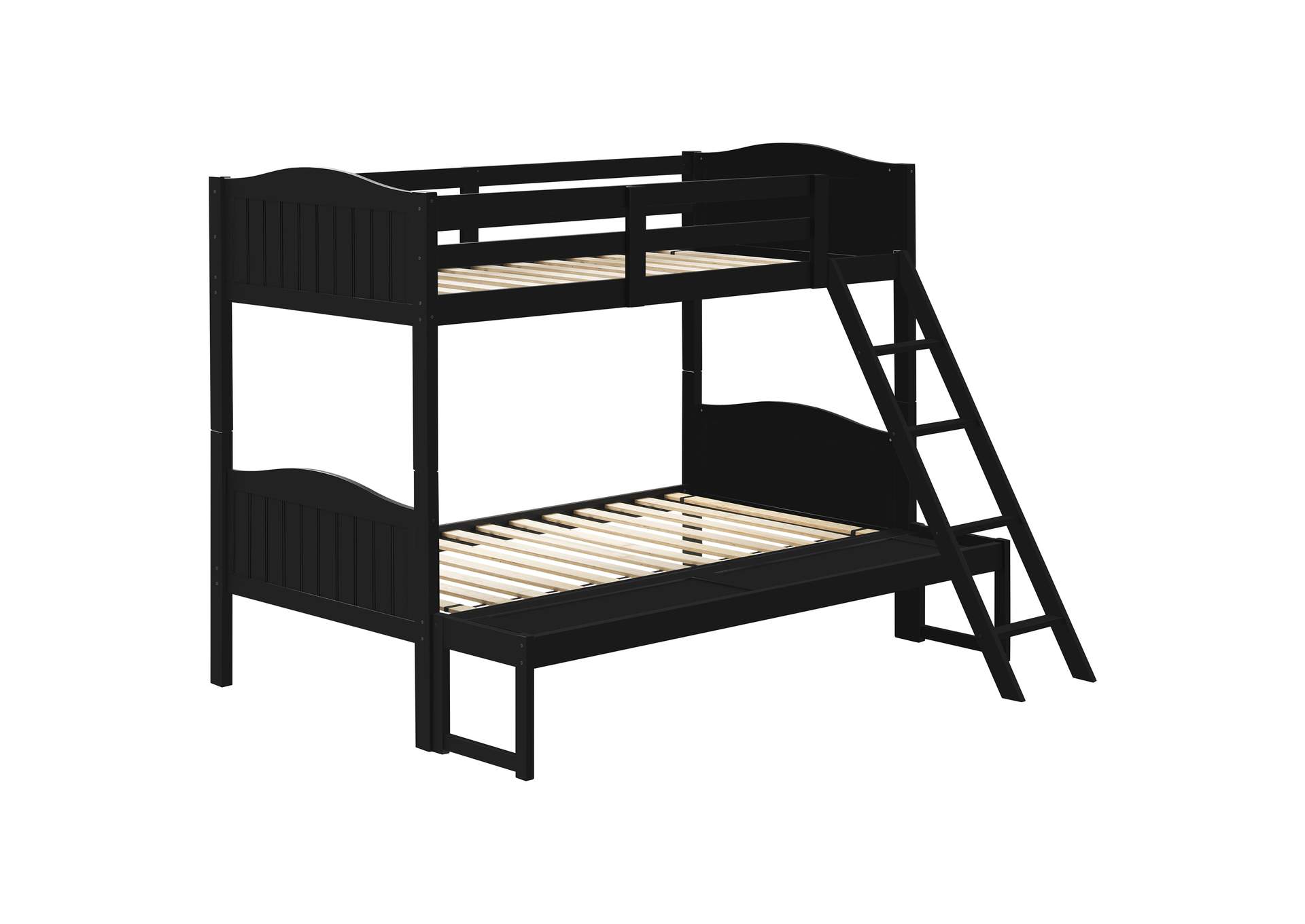 Arlo Twin/Full Bunk Bed with Ladder Black,Coaster Furniture
