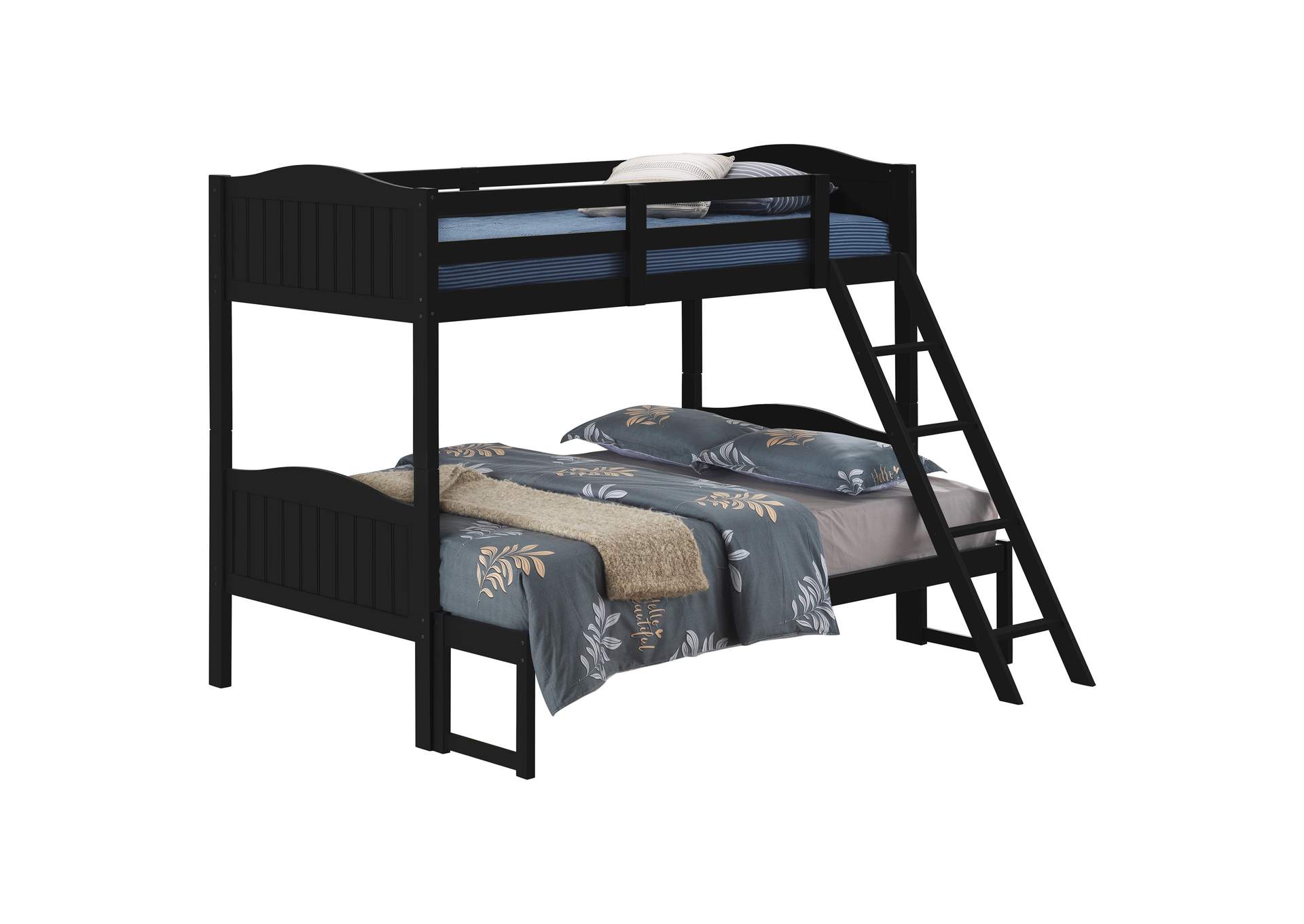Arlo Twin/Full Bunk Bed with Ladder Black,Coaster Furniture