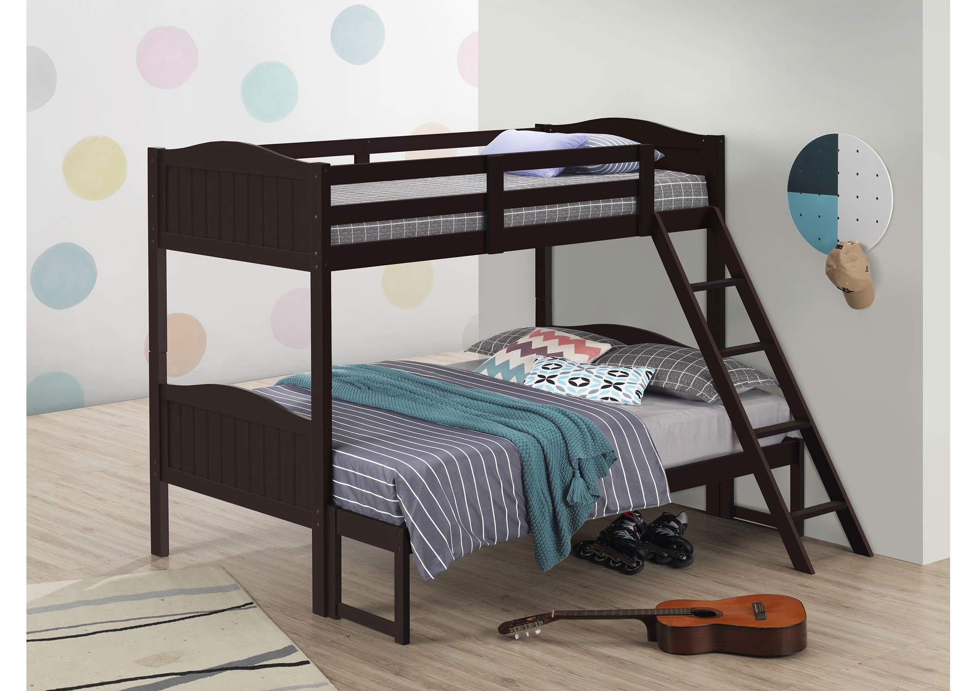 Arlo Twin/Full Bunk Bed with Ladder Espresso,Coaster Furniture