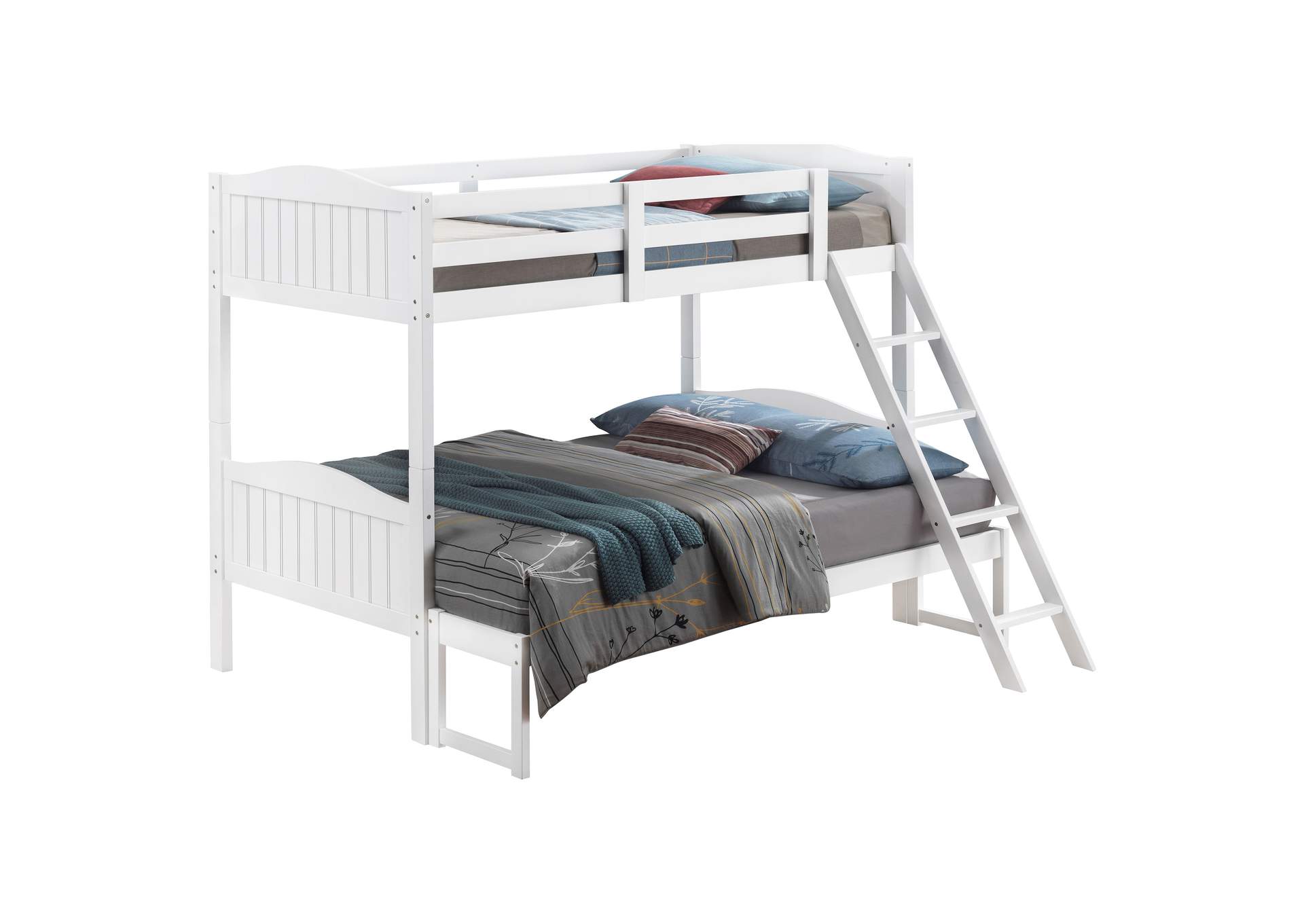 Arlo Twin/Full Bunk Bed with Ladder White,Coaster Furniture