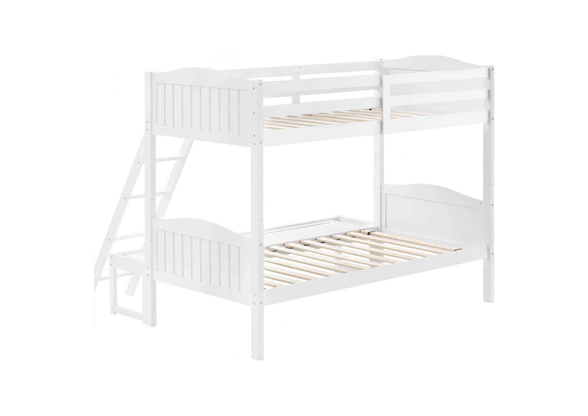 Arlo Twin/Full Bunk Bed with Ladder White,Coaster Furniture