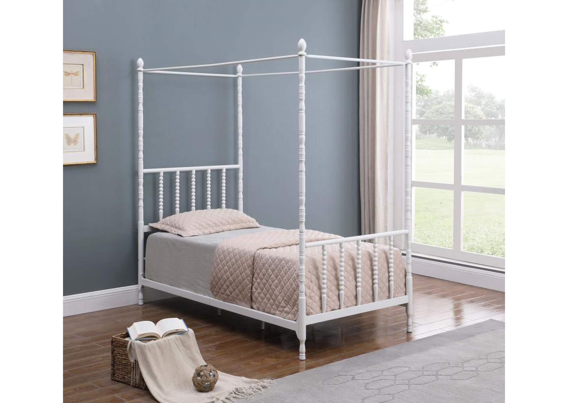 Betony Twin Canopy Bed White,Coaster Furniture