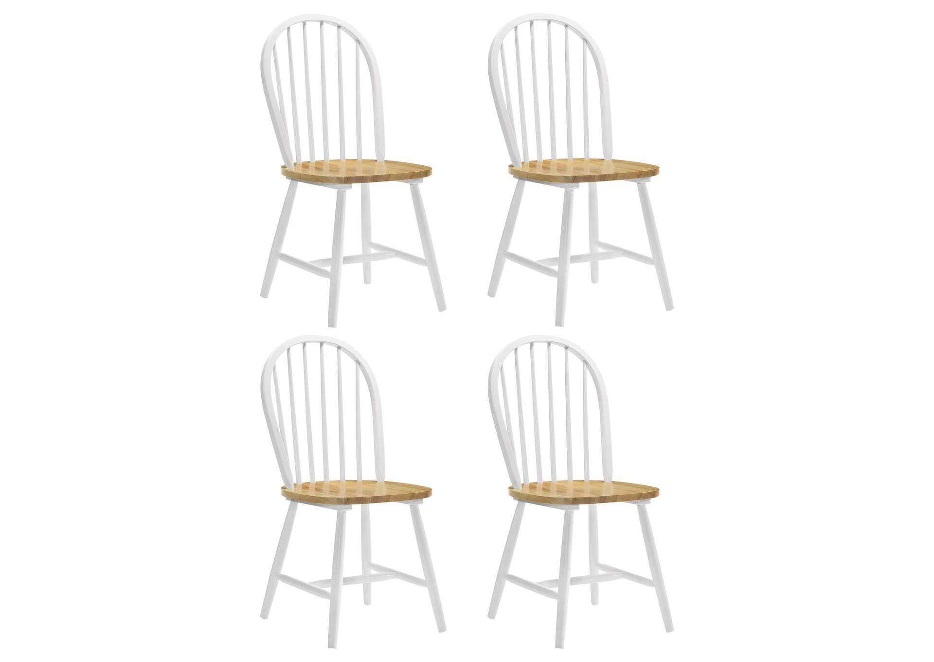 Cinder Windsor Side Chairs Natural Brown and White (Set of 4),Coaster Furniture