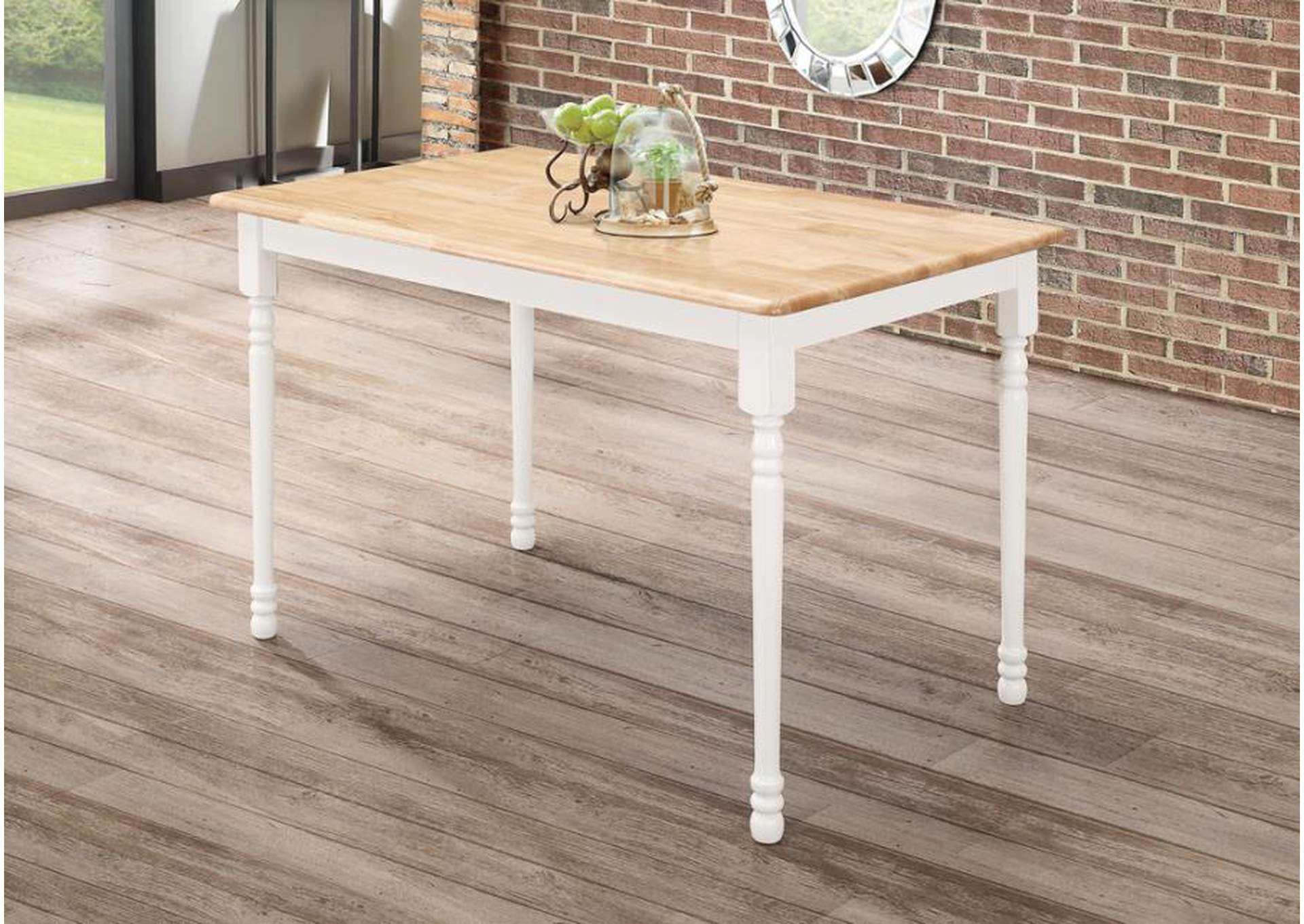 Taffee Rectangle Dining Table Natural Brown and White,Coaster Furniture