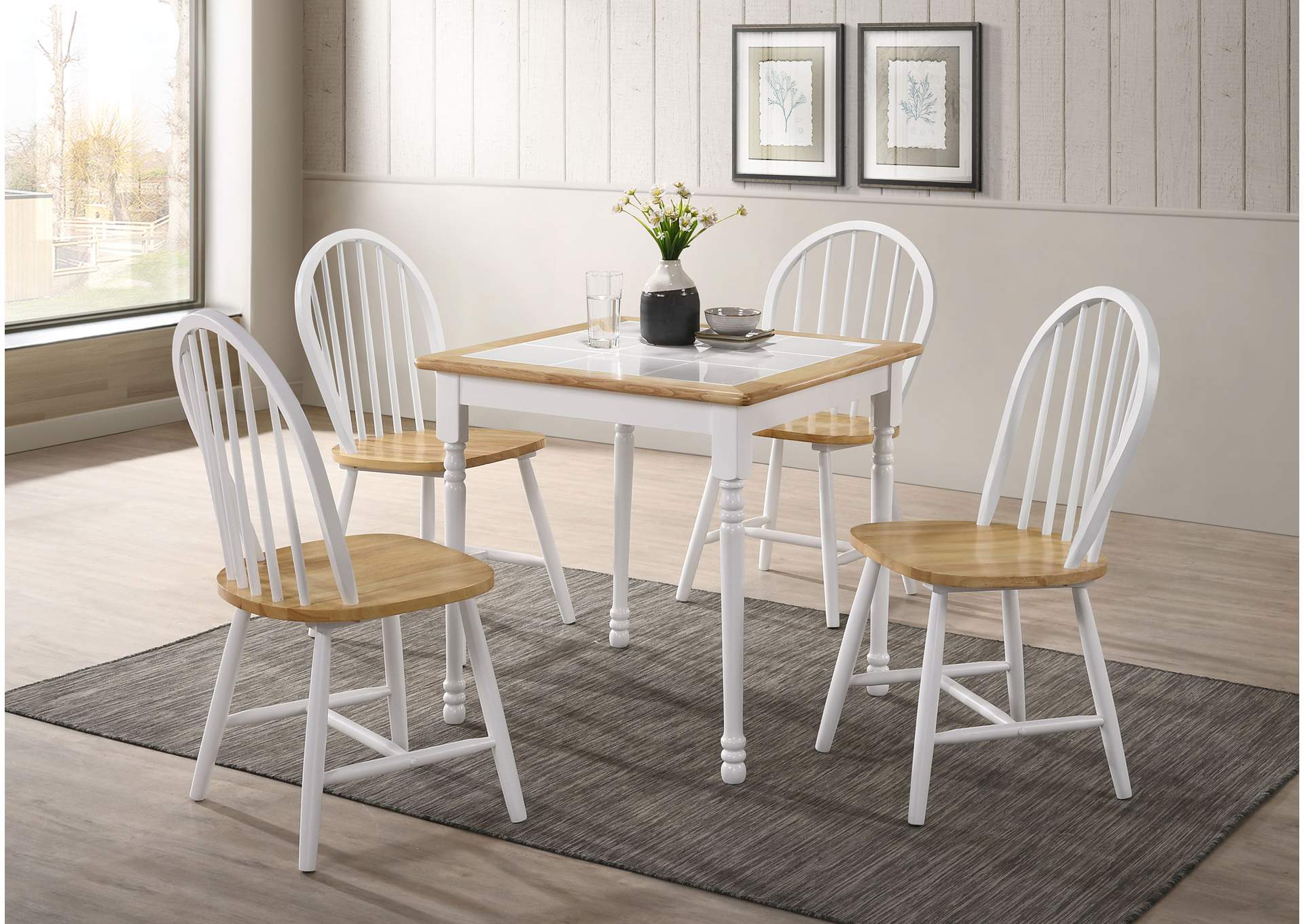 5-piece Square Dining Set Natural Brown and White,Coaster Furniture