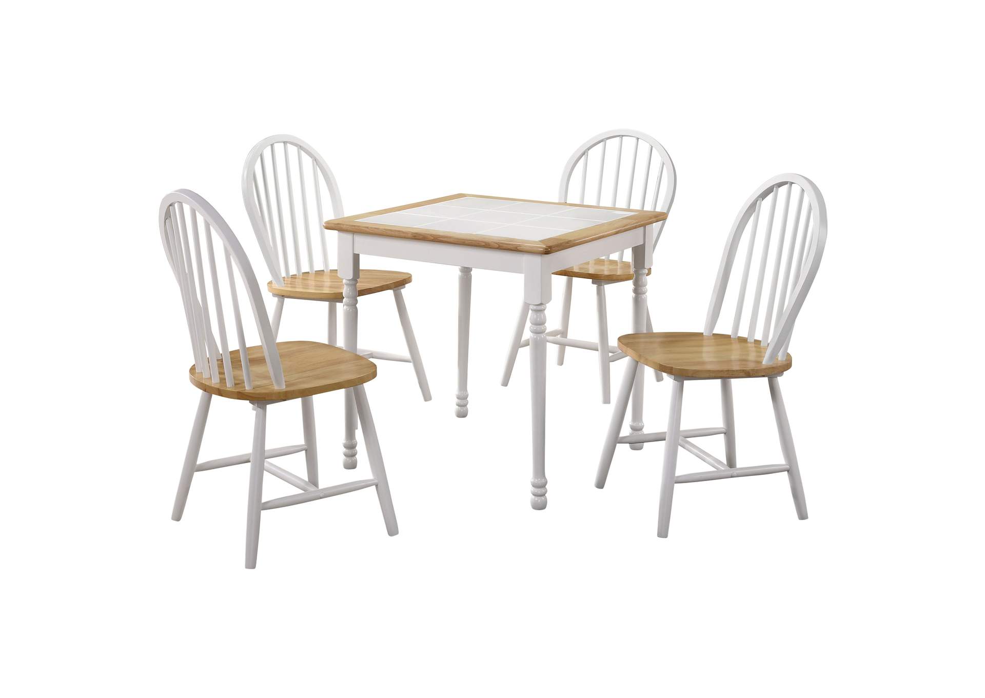 5-piece Square Dining Set Natural Brown and White,Coaster Furniture