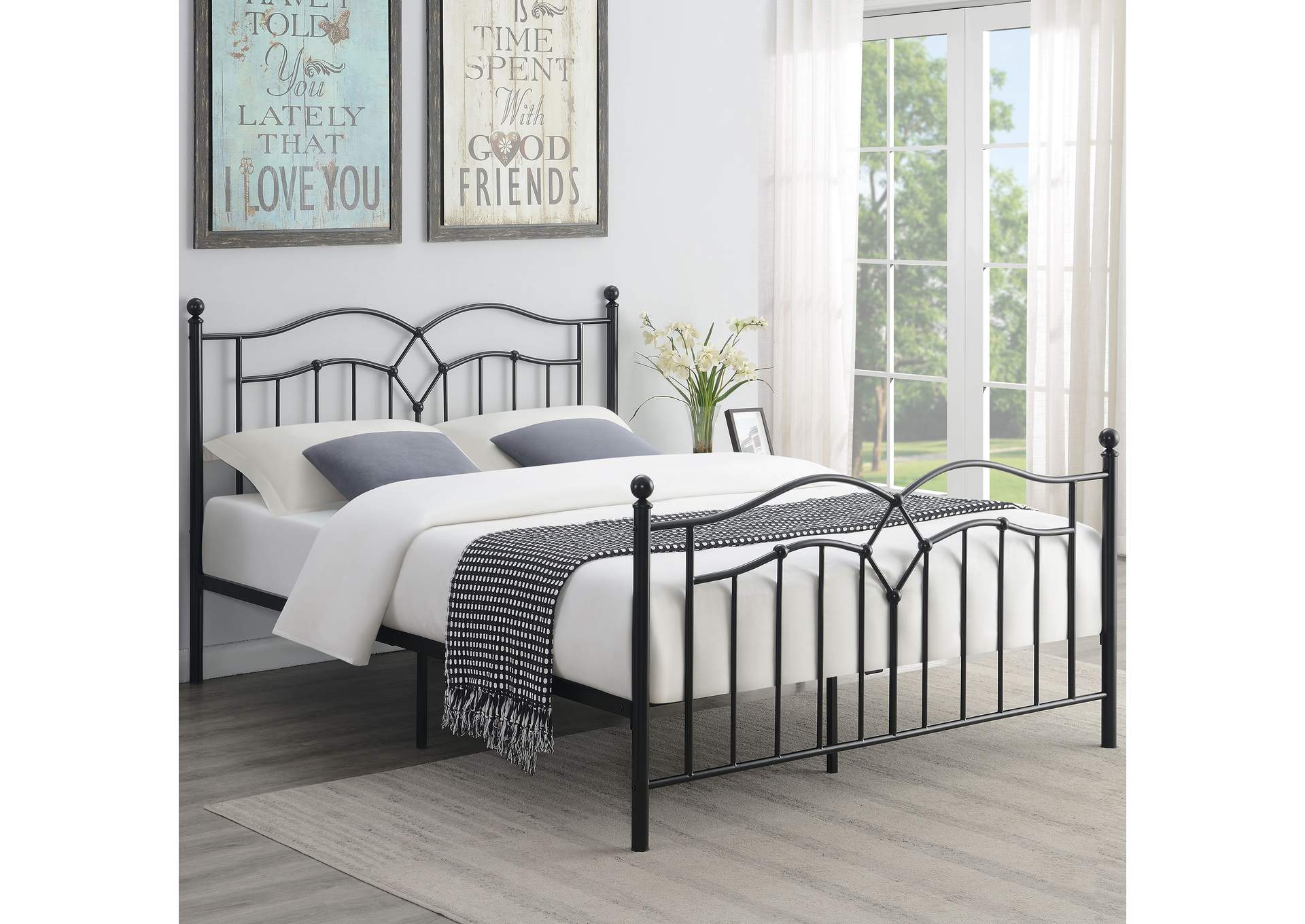 Klossen Metal Queen Bed Black,Coaster Furniture