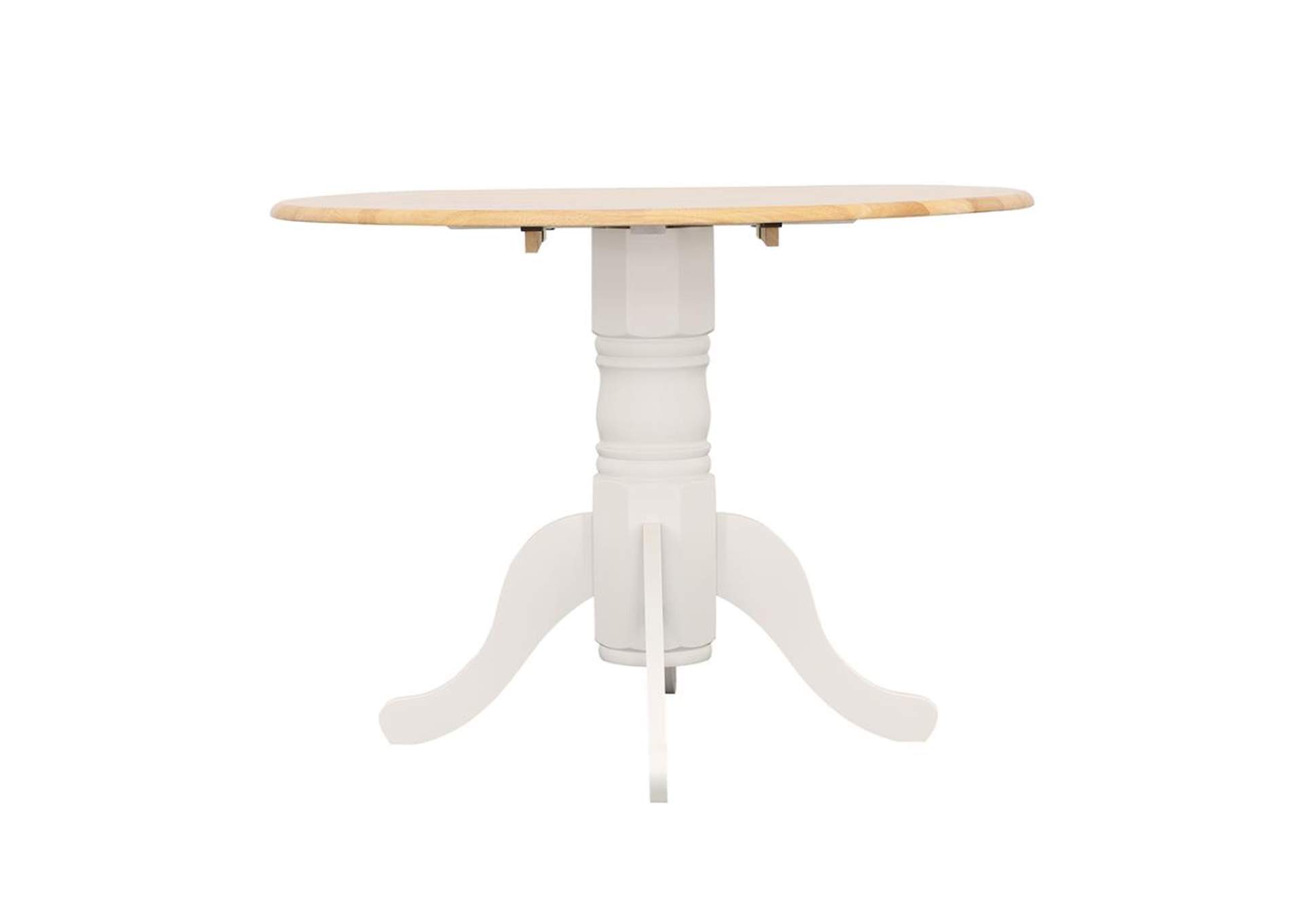 Allison Drop Leaf Round Dining Table Natural Brown And White,Coaster Furniture