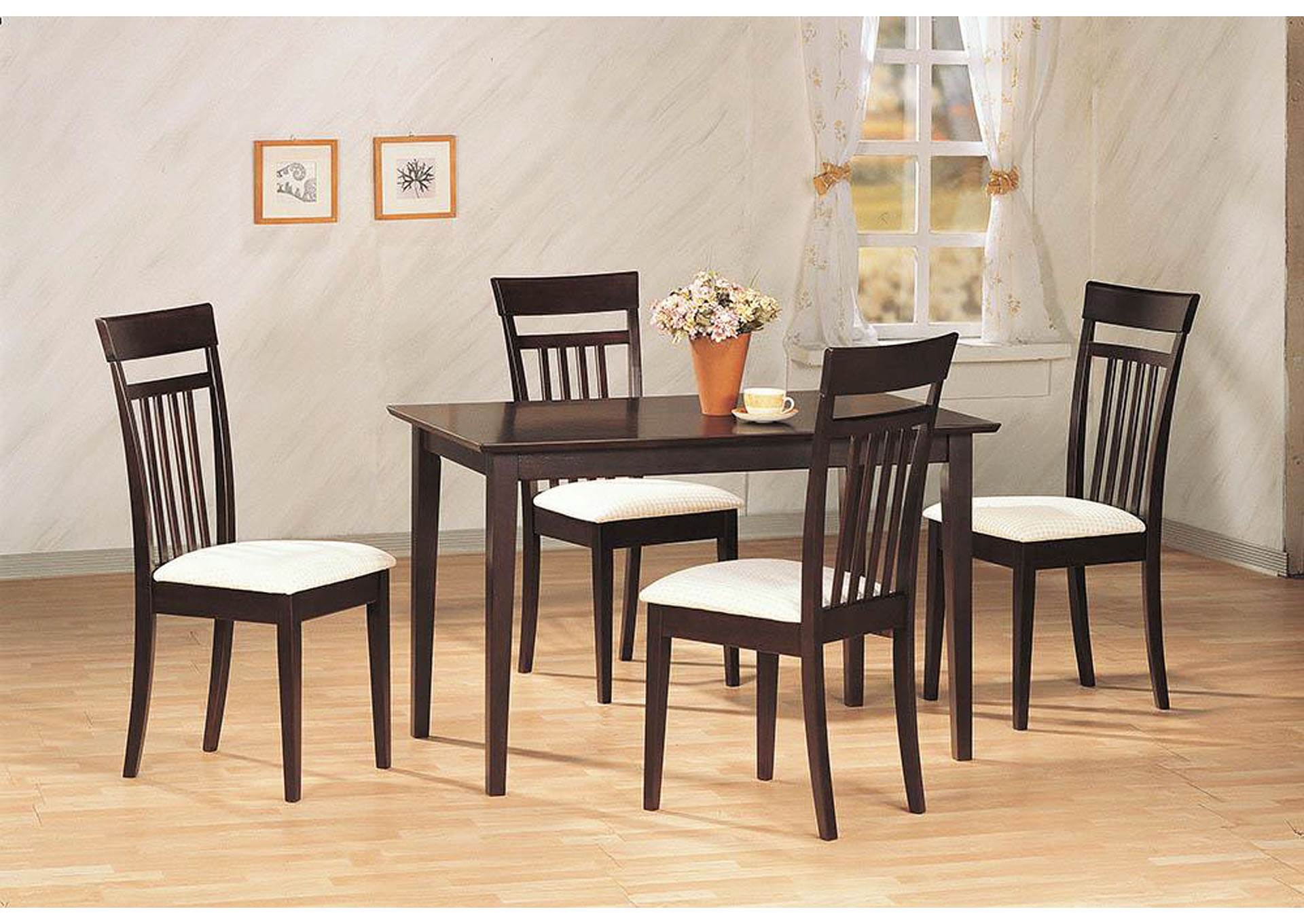 White & Cappuccino 5 Pc Dining Set,ABF Coaster Furniture