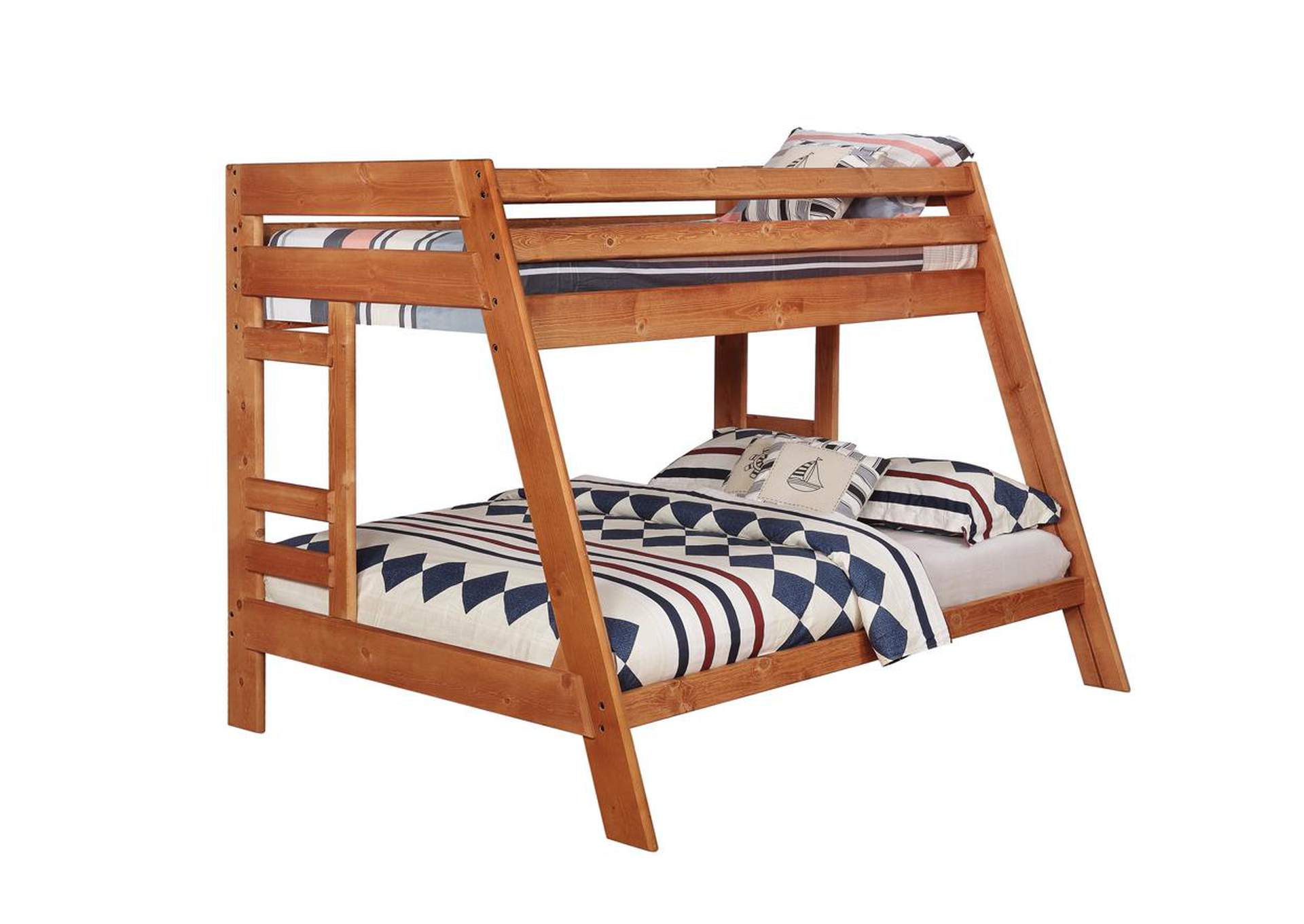 Copper Wrangle Hill Twin Over Full Bunk, Pine Factory Bunk Beds