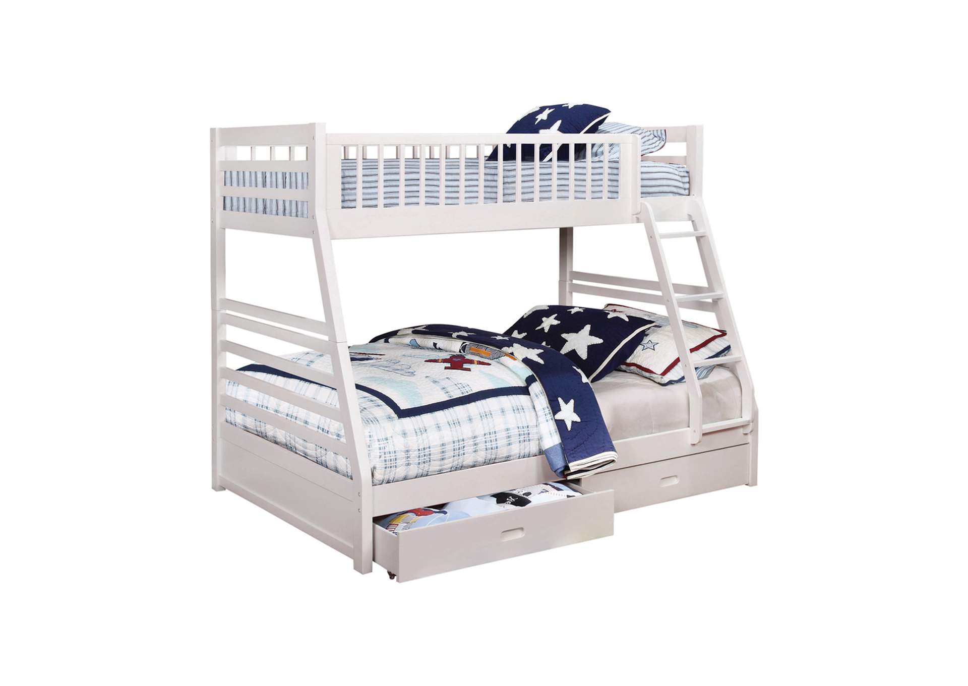Ashton Twin over Full 2-drawer Bunk Bed White,Coaster Furniture