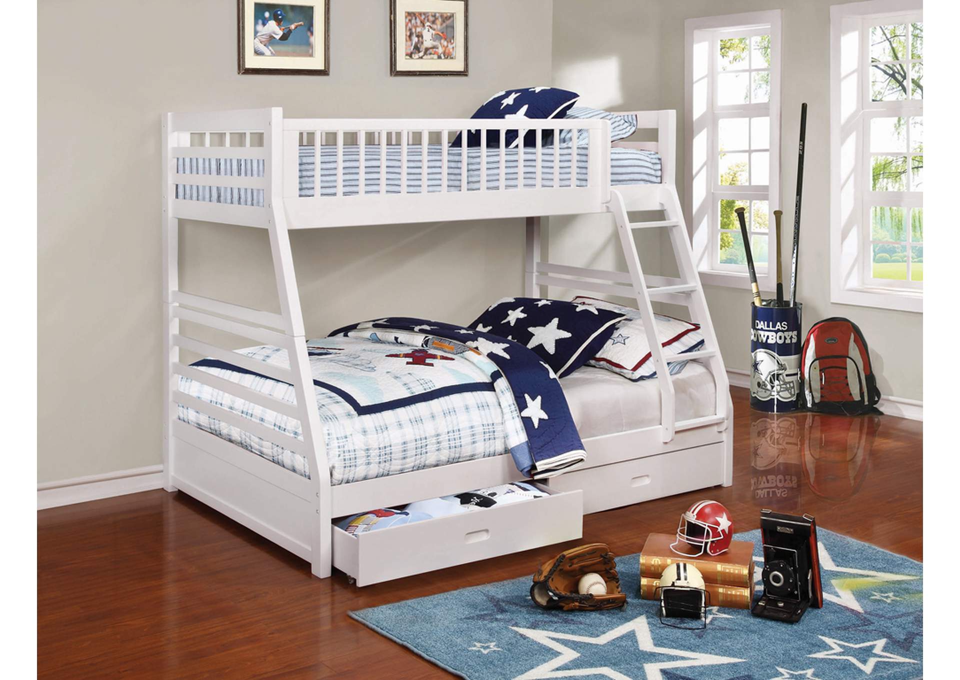 Ashton Twin over Full 2-drawer Bunk Bed White,Coaster Furniture