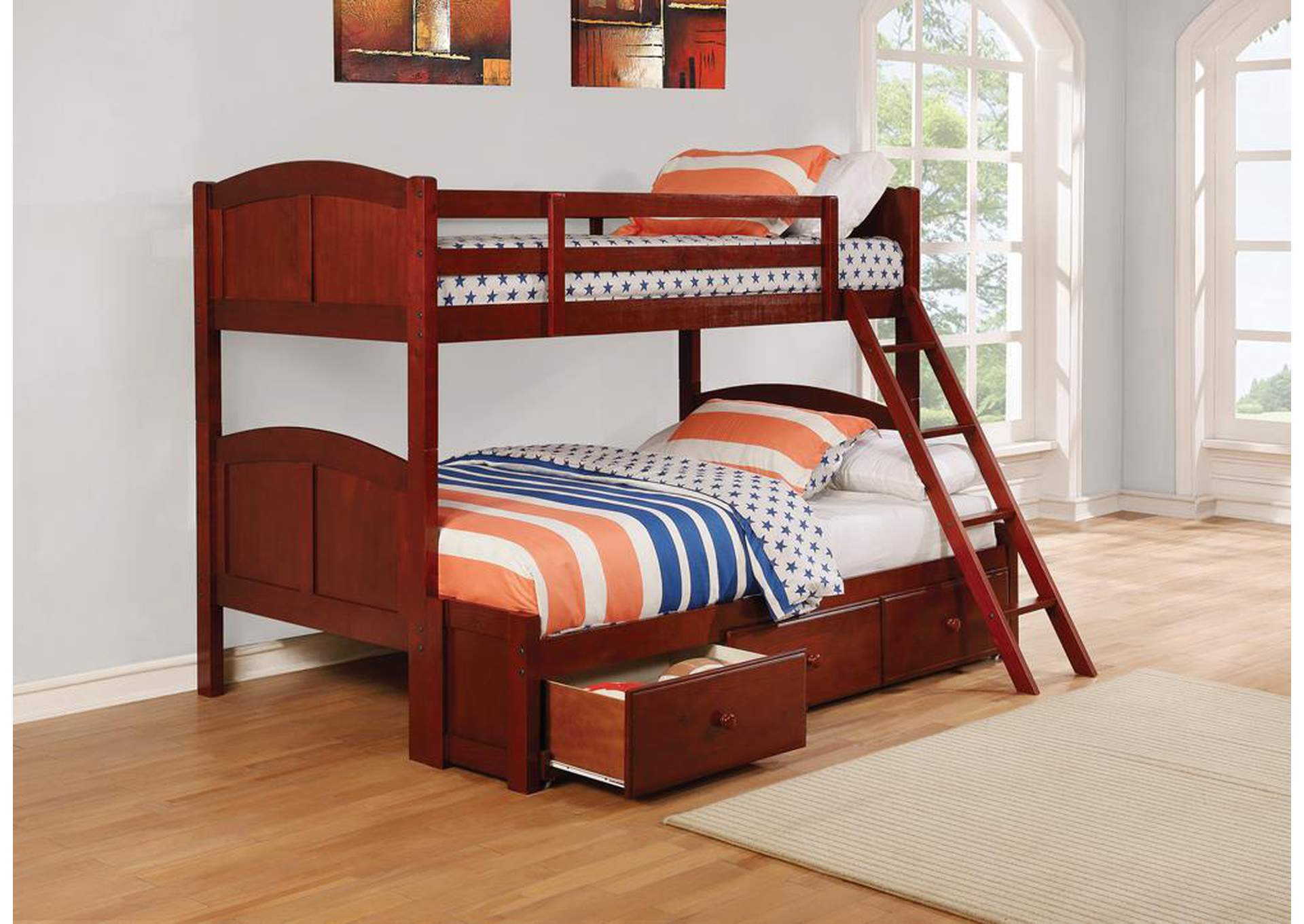 Parker Chestnut Panel Twin-over-Full Bunk Bed,Coaster Furniture