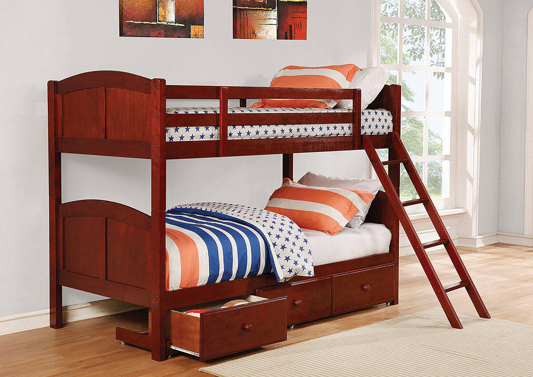 Parker Chestnut Panel Twin-over-Twin Bunk Bed,Coaster Furniture