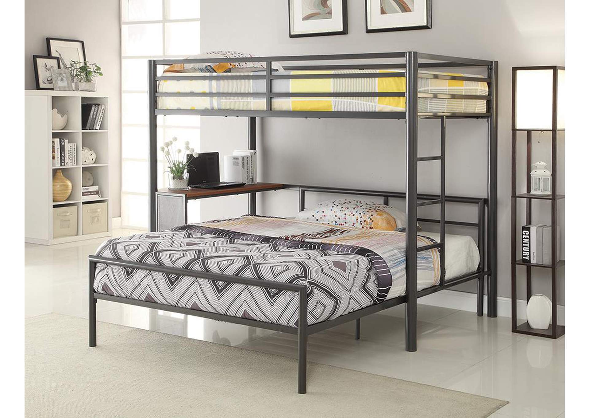 Chestnut Metal Workstation Twin Loft Bed,Coaster Furniture