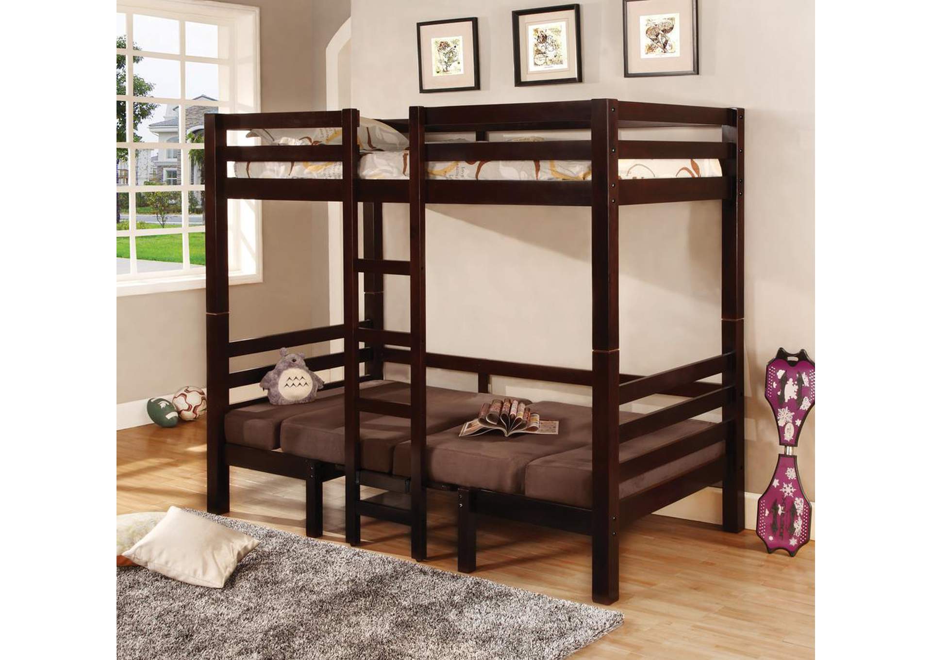 Joaquin Transitional Medium Brown Twin-over-Twin Bunk Bed,Coaster Furniture