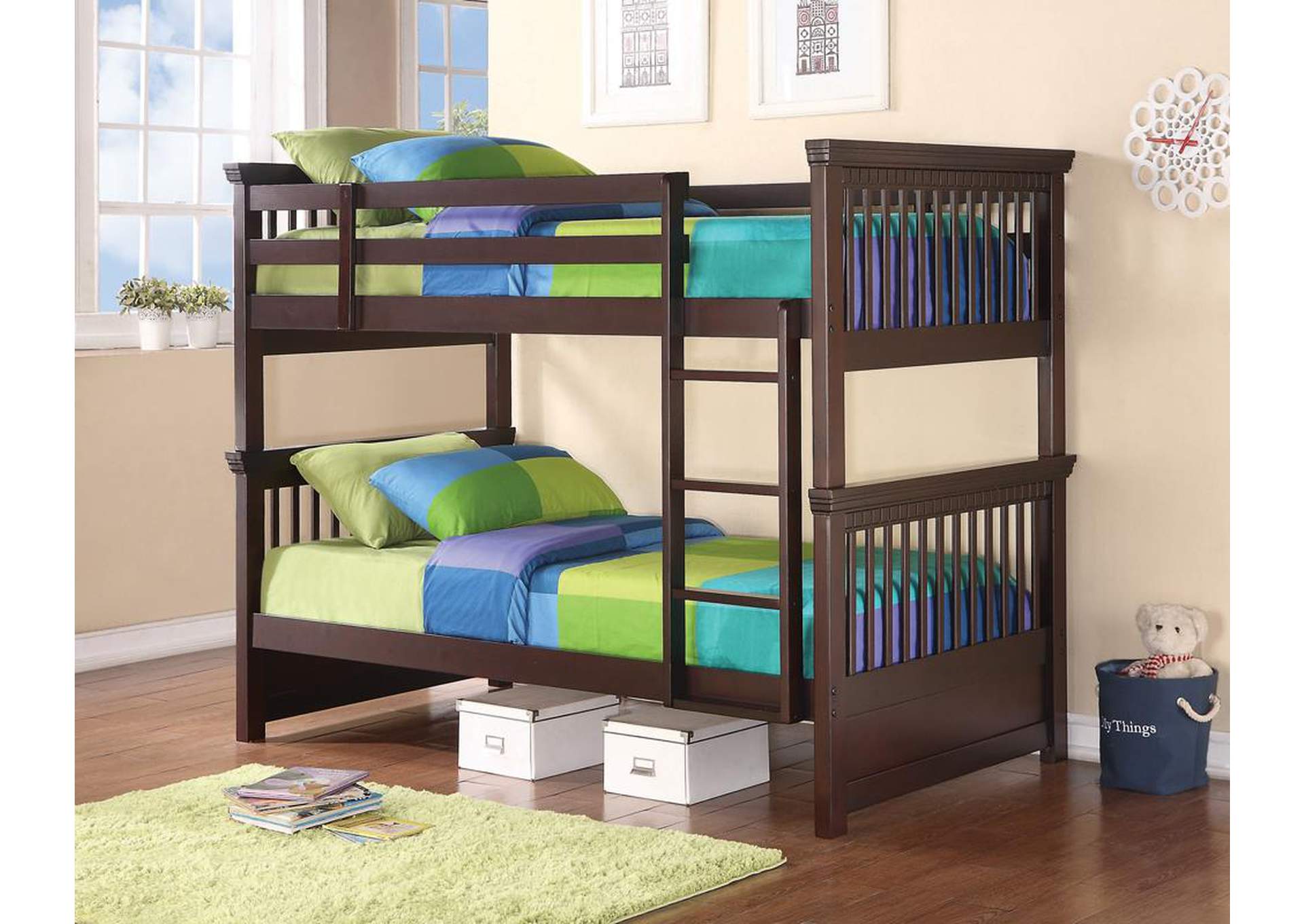 Cappuccino Twin/Twin Bunk Bed,ABF Coaster Furniture
