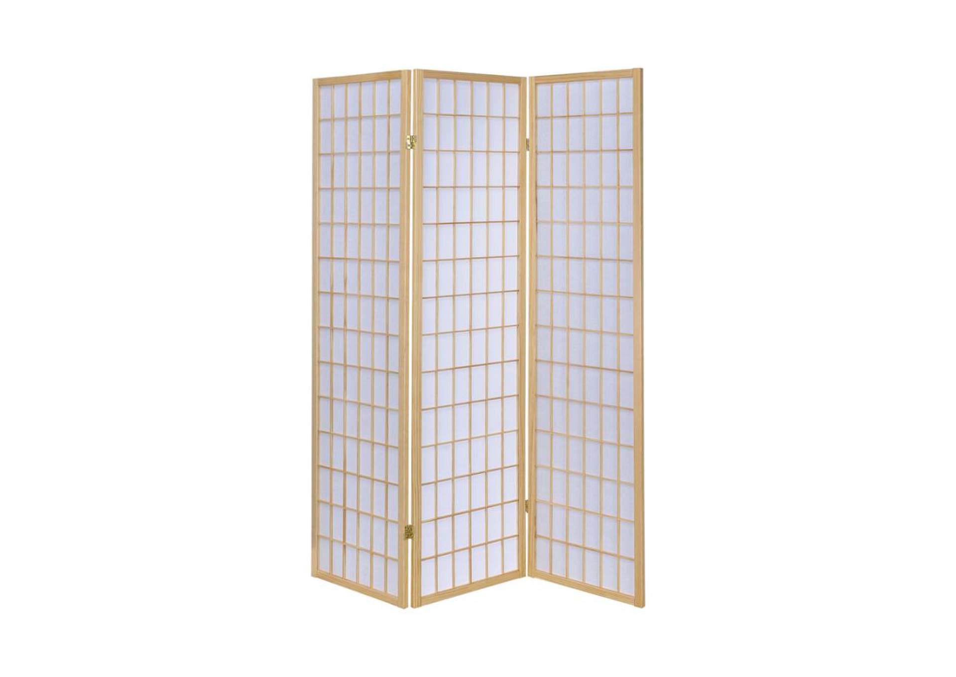Carrie 3-Panel Folding Screen Natural And White,Coaster Furniture