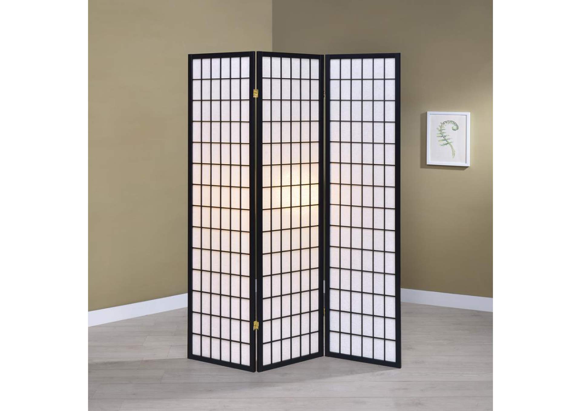 Carrie 3-panel Folding Screen Black and White,Coaster Furniture