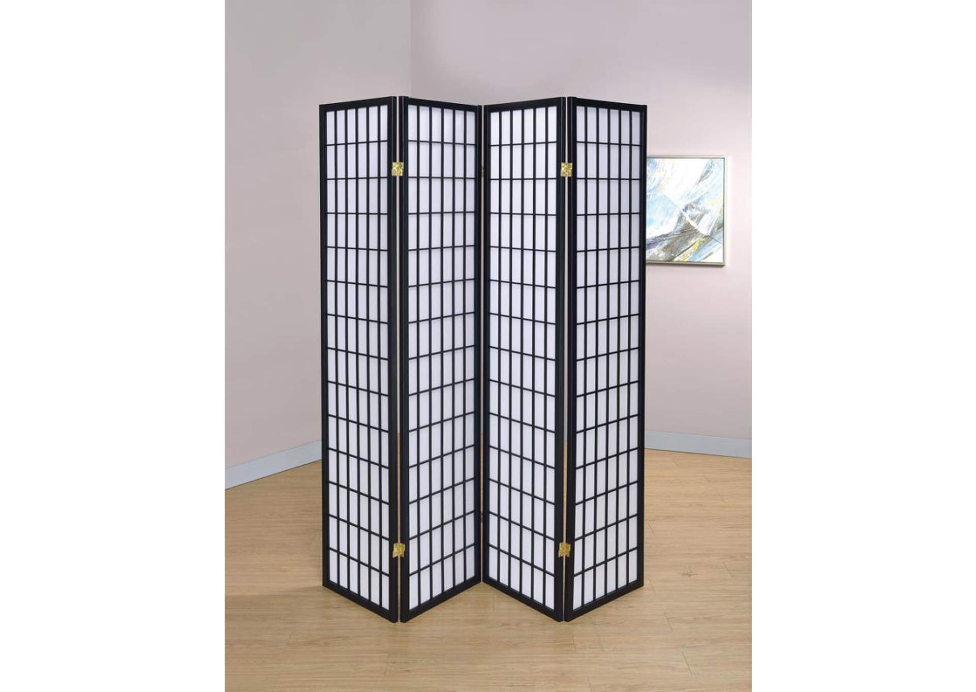 Roberto 4-Panel Folding Screen Black And White,Coaster Furniture