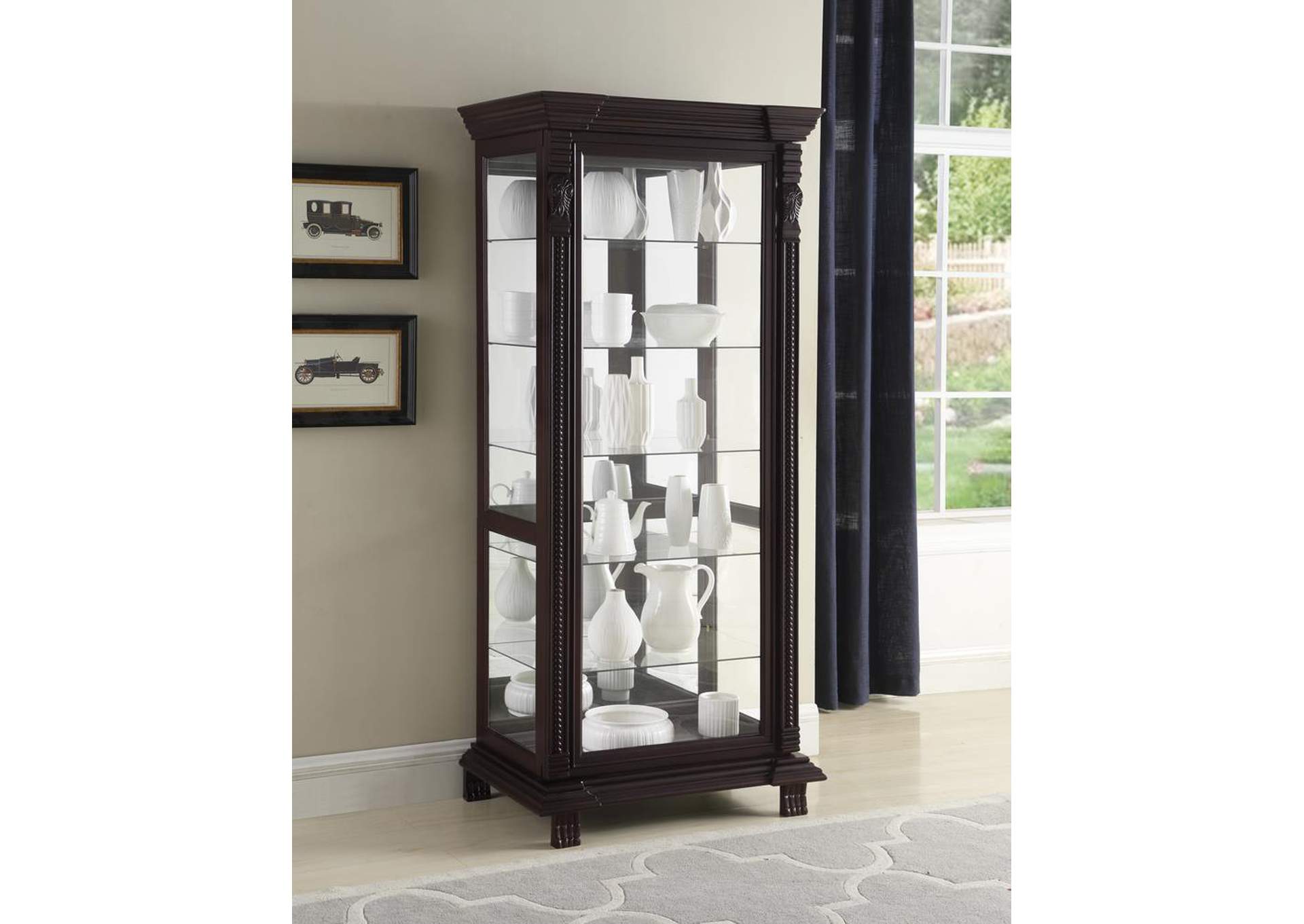 Black Traditional Brown Curio Cabinet,Coaster Furniture